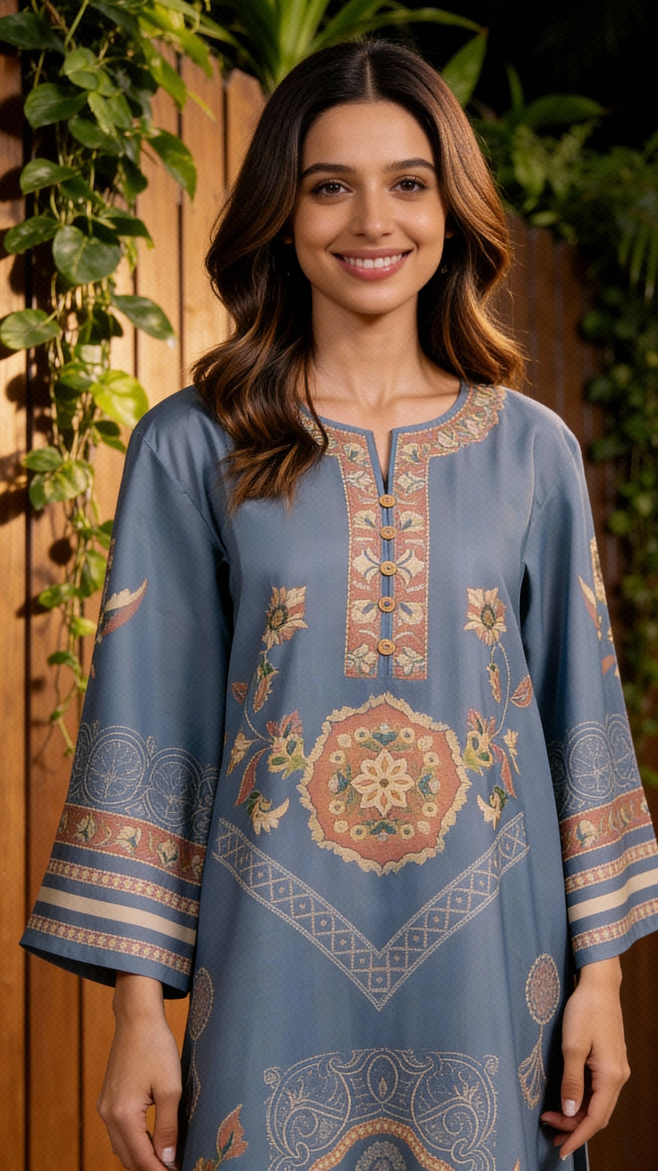 blue heritage luxe modest co ord set