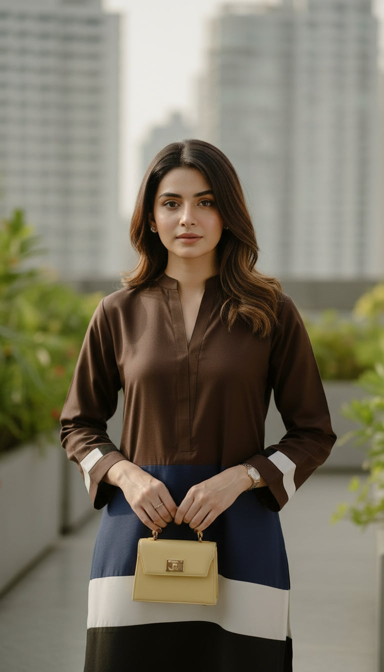 colorblock modest co ord wide leg pants