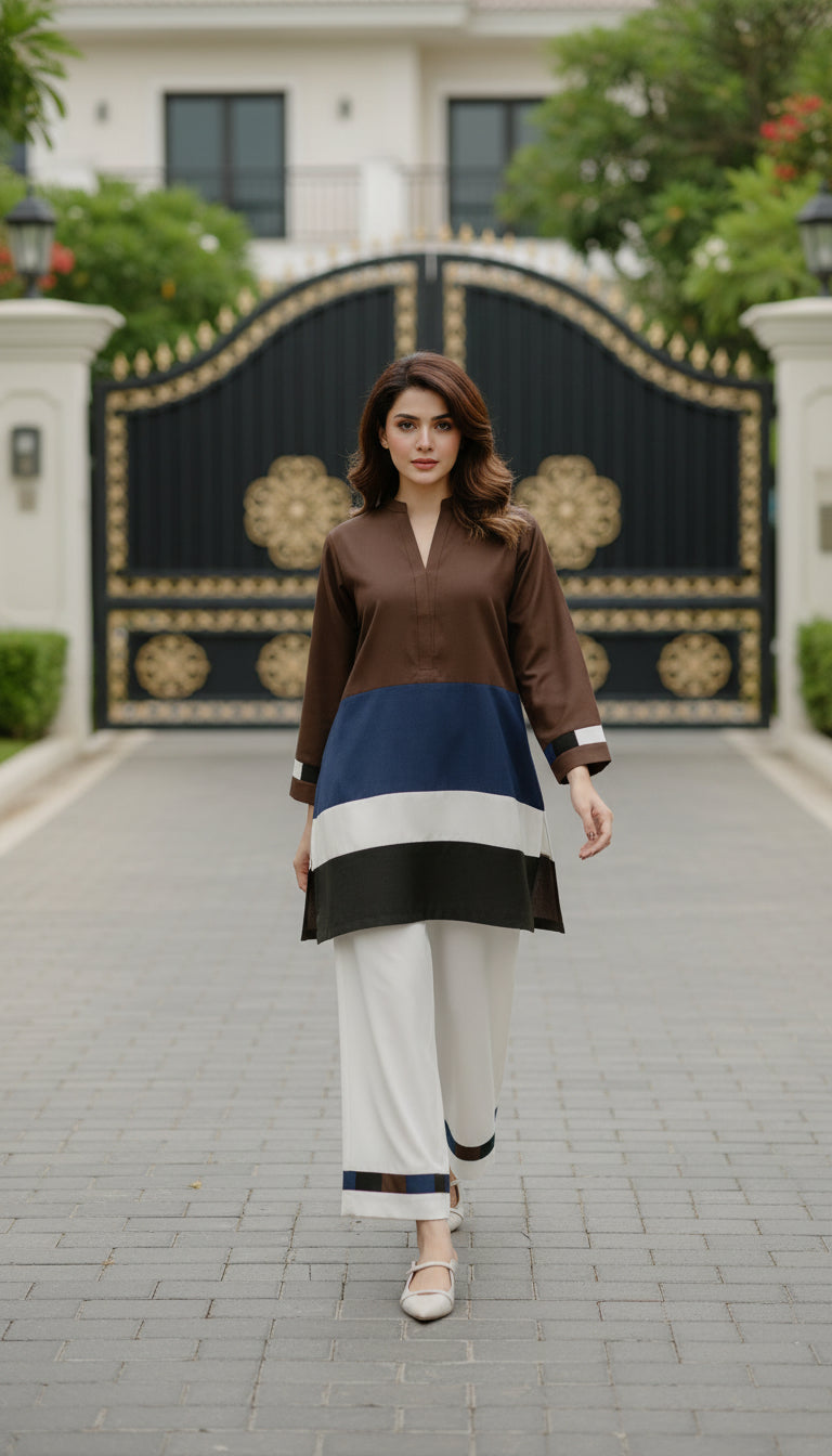 mocha navy black white modest outfit haya and kalos