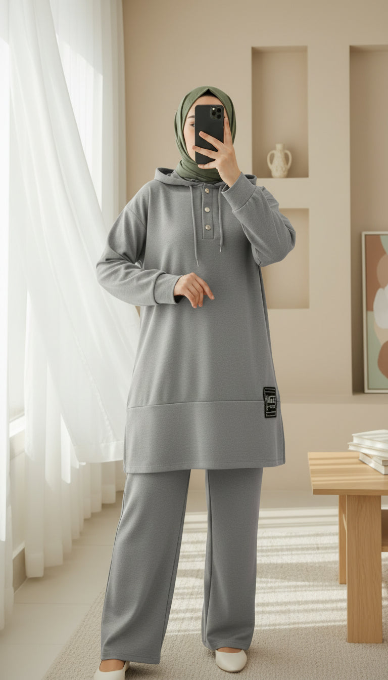 longline hoodie modest co ord set