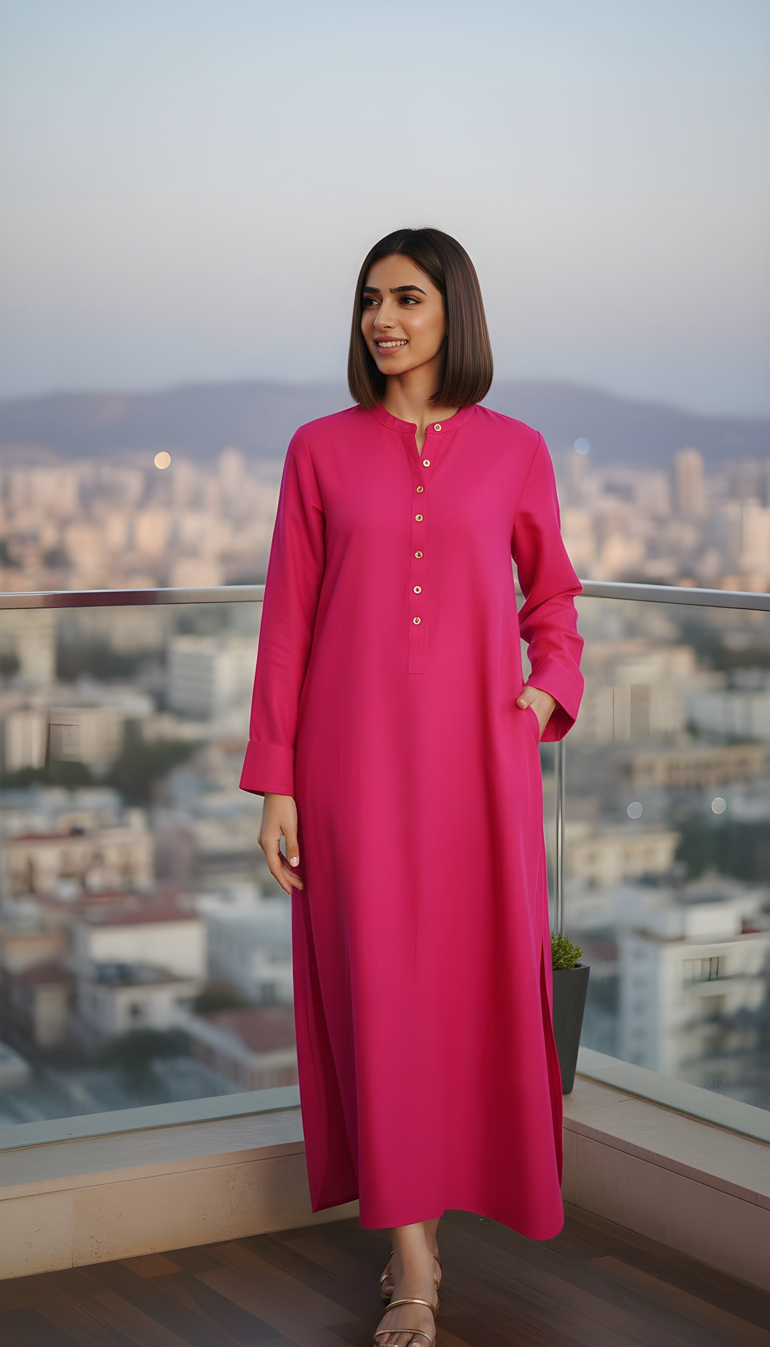 Deep Pink Radiance Luxe Modest Co-Ord Set