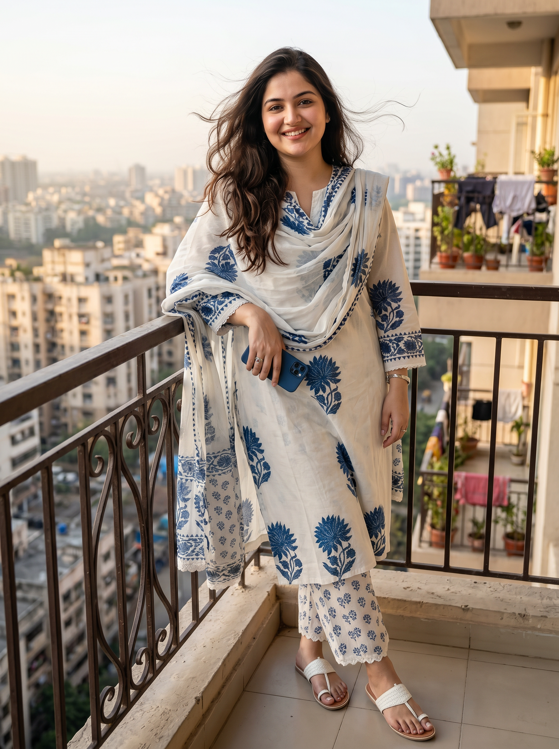 indigo floral modest co ord set