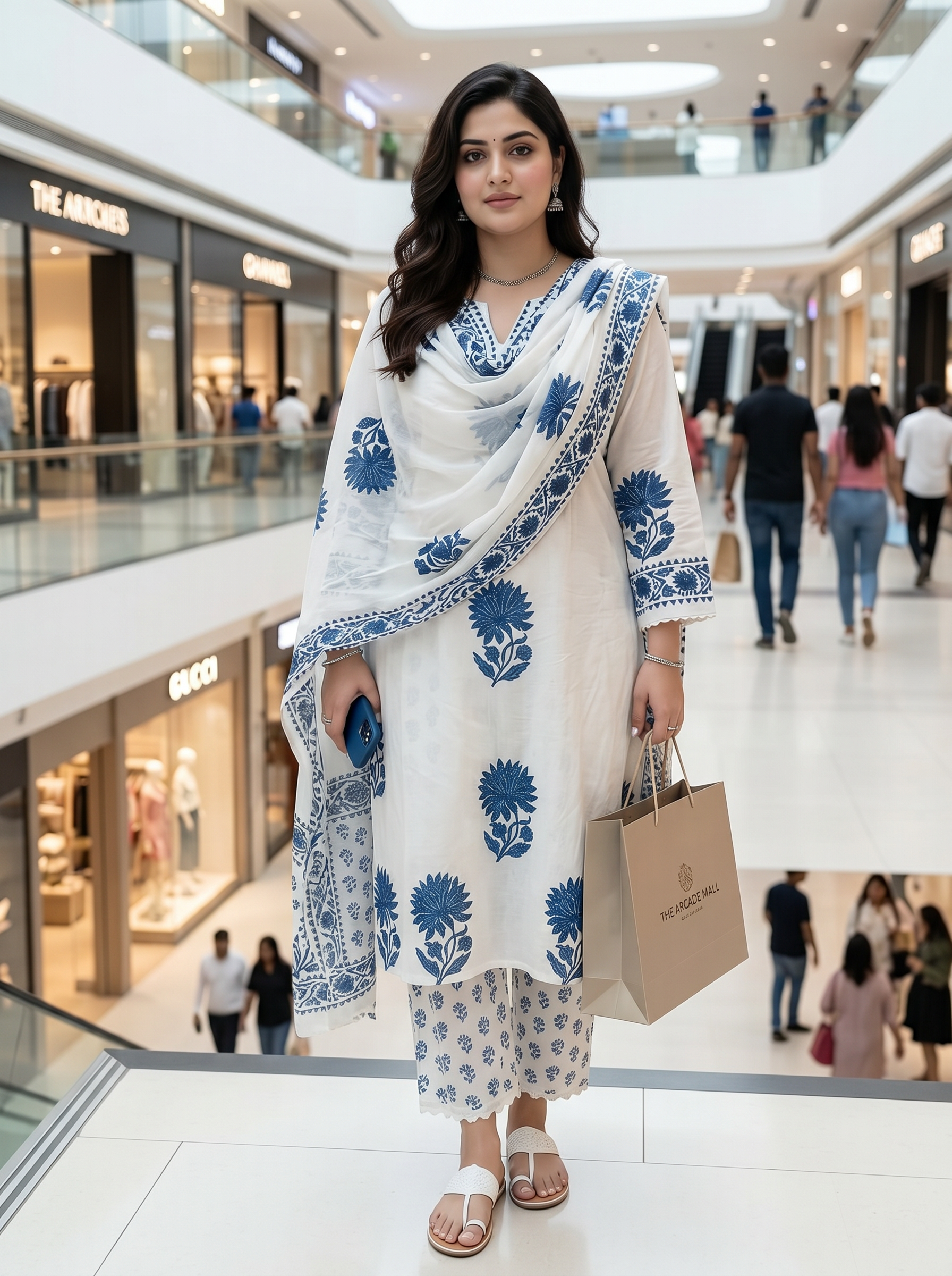 ivory blue printed modest wear women