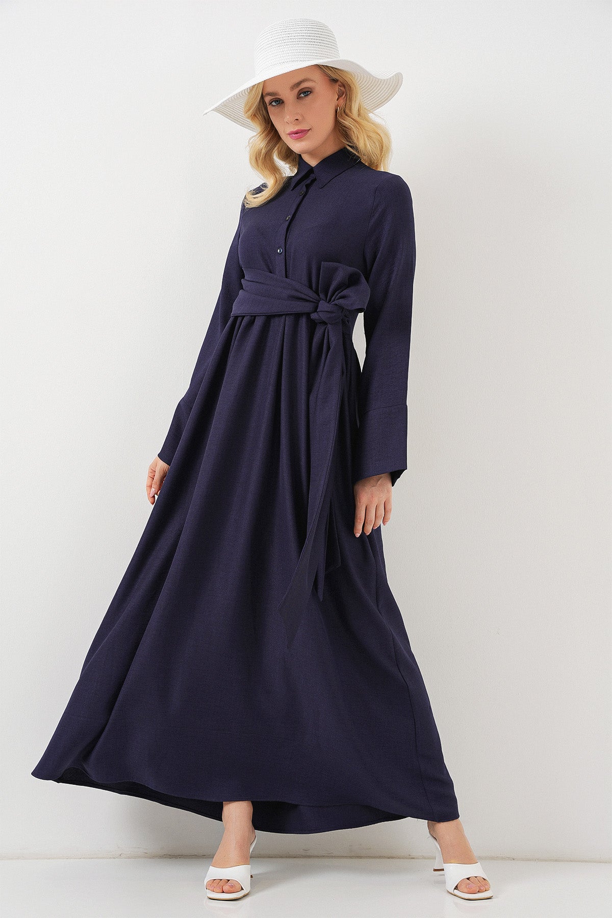 Midnight Grace Modest Shirt Maxi Dress | Floor Length