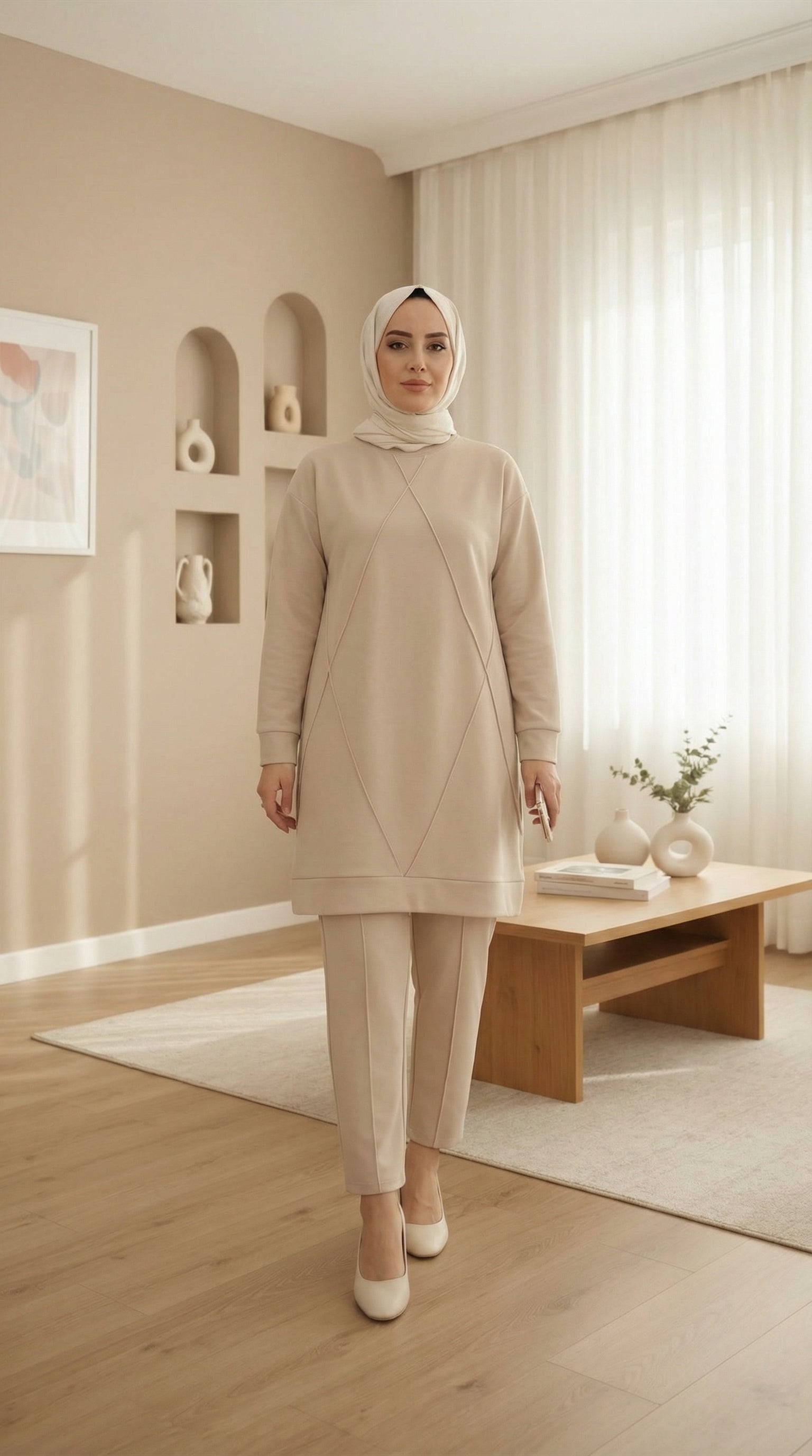 beige everyday modest co ord set