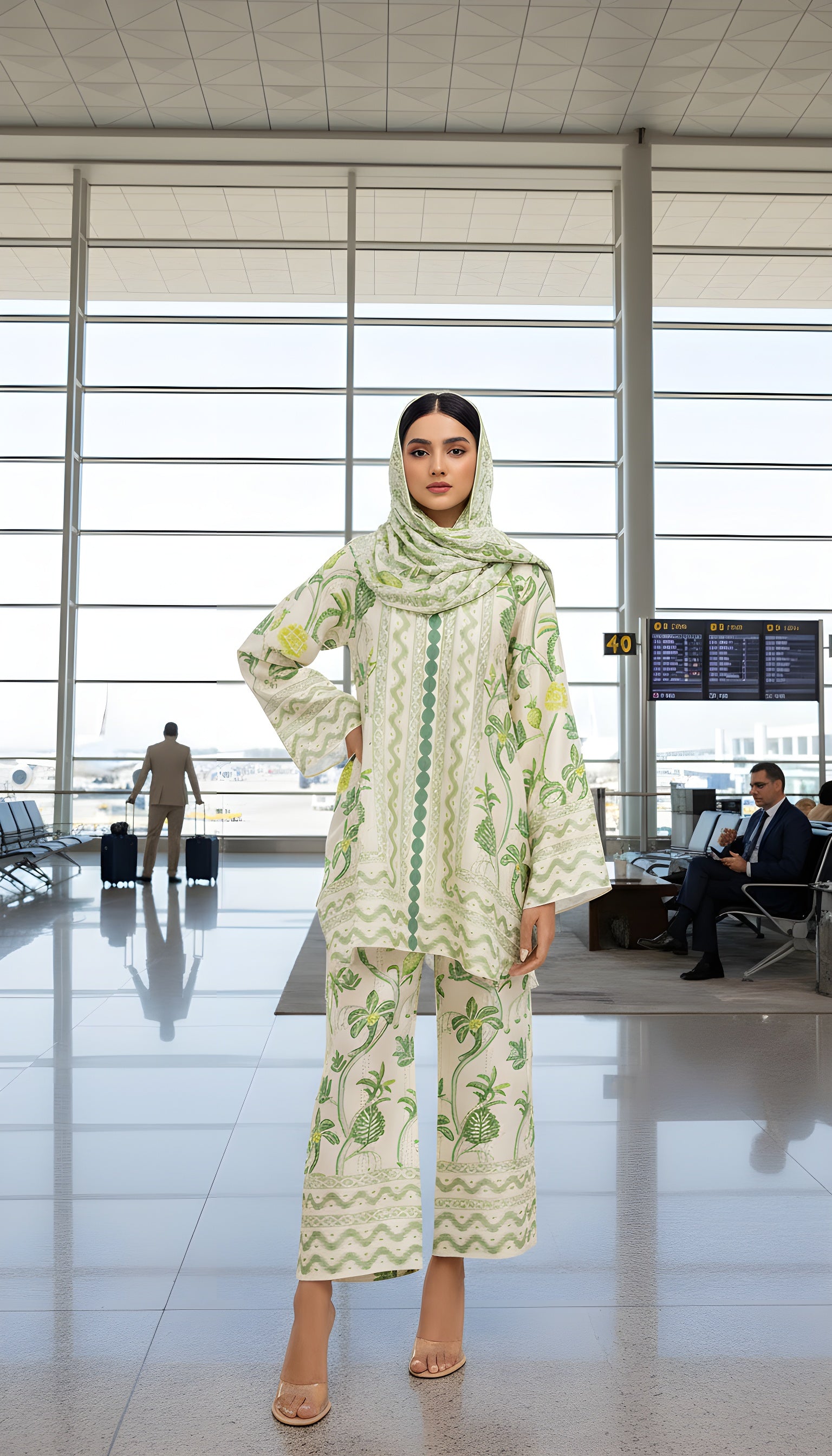 geometric print co ord set monochrome modest