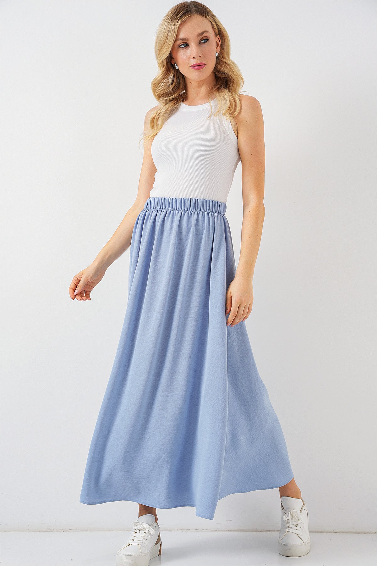 Blue Modest Flow Maxi Skirt for women in India