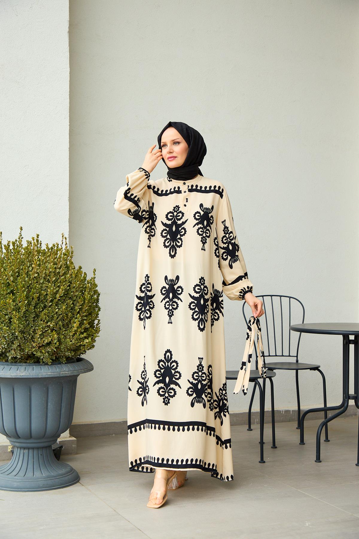 viscose printed maxi dress for women