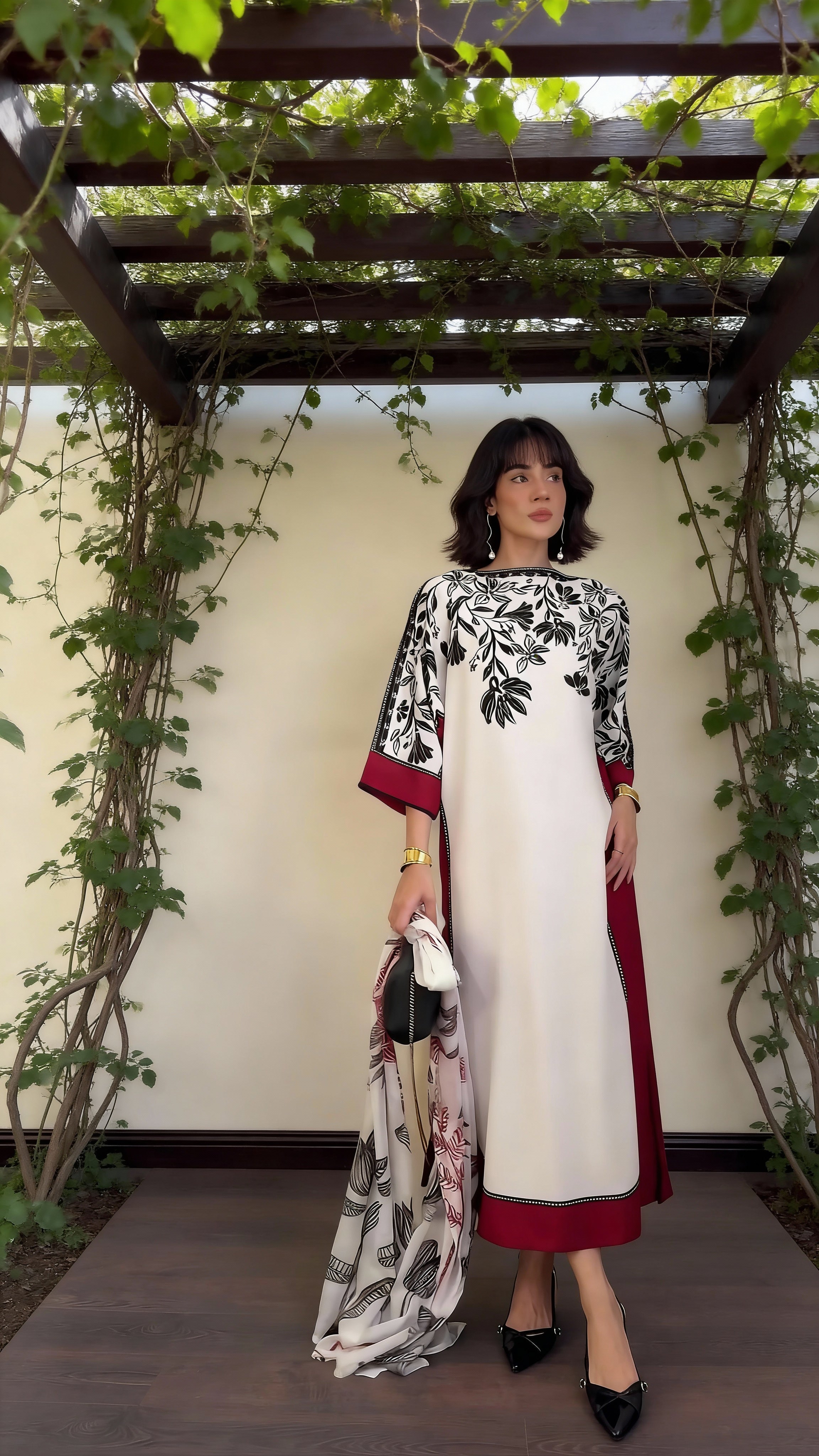 ivory noir blossom modest co ord set