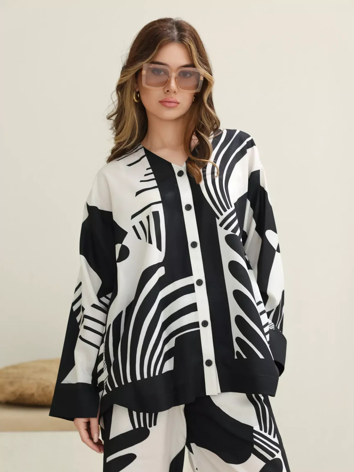Monochrome Wave Signature Modest Co-Ord Set