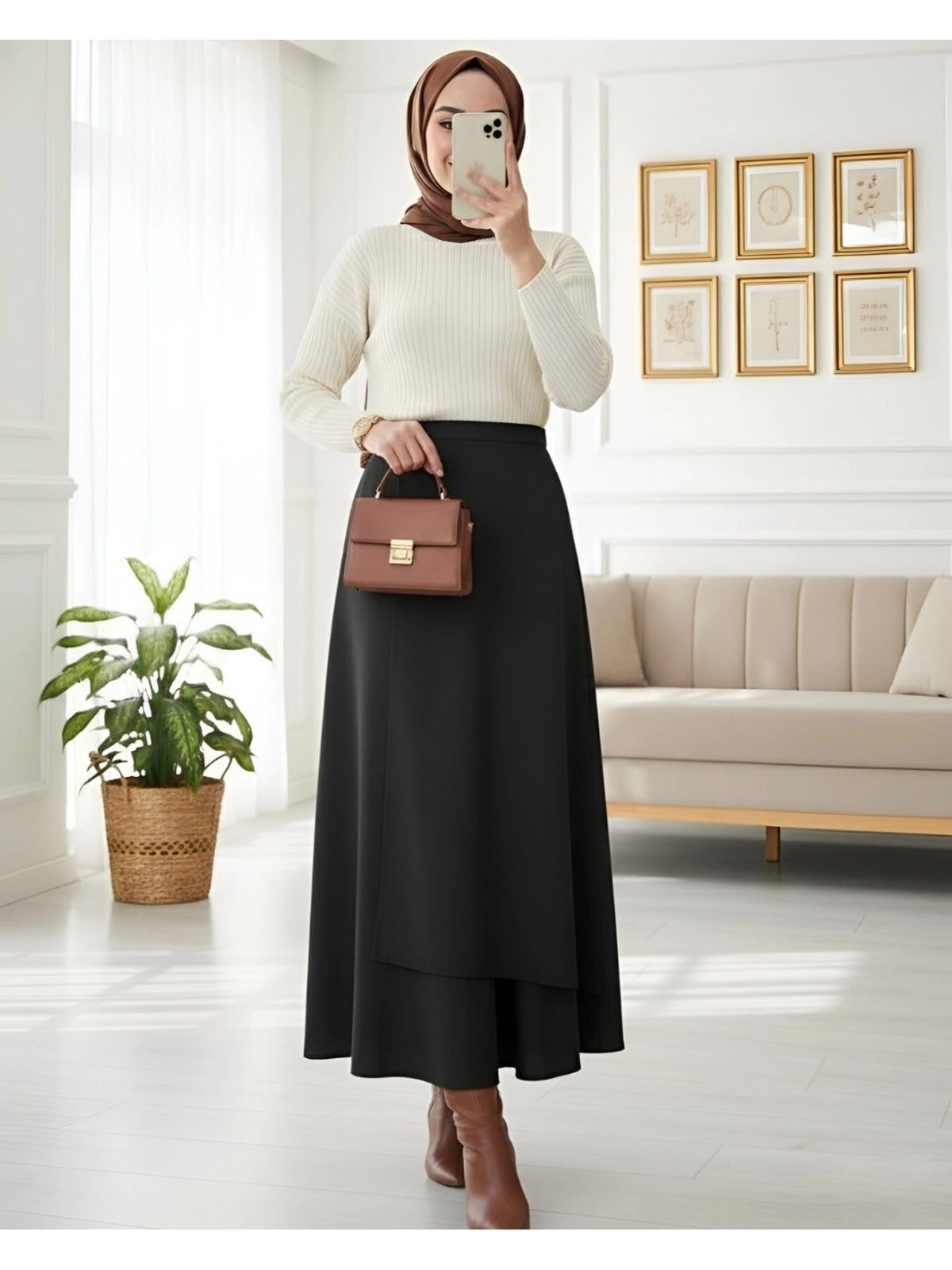premium scuba modest wrap skirt women