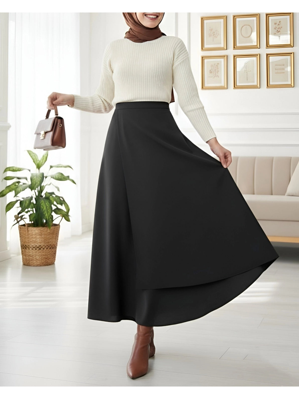 black scuba wrap skirt modest wear