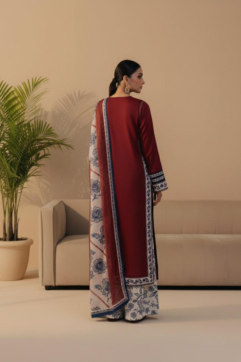 elegant rust kurta set for festive wear