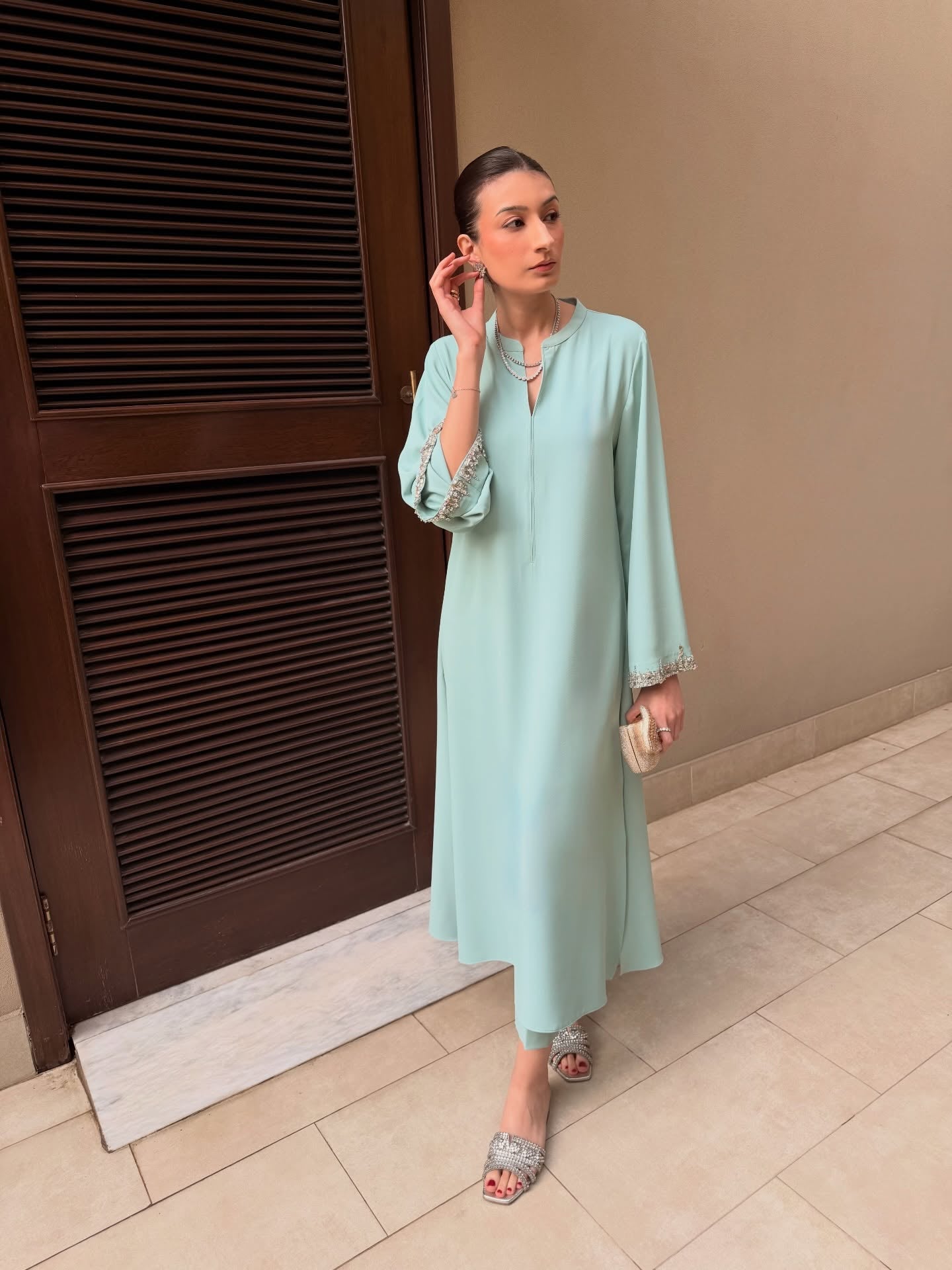 Aqua Gleam Atelier modest co ord set