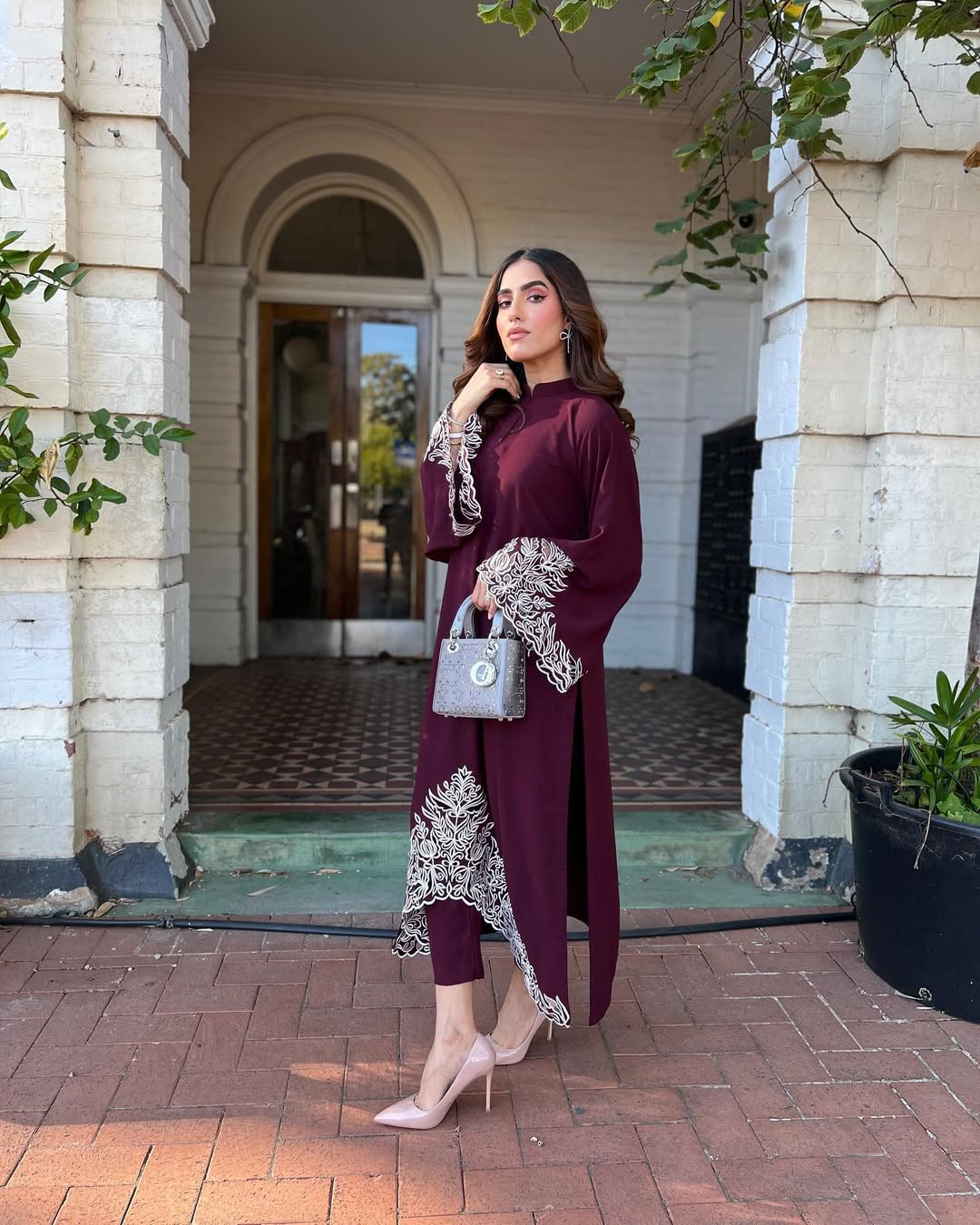Burgundy Royale Grace Embroidered Signature Modest Co-Ord Set