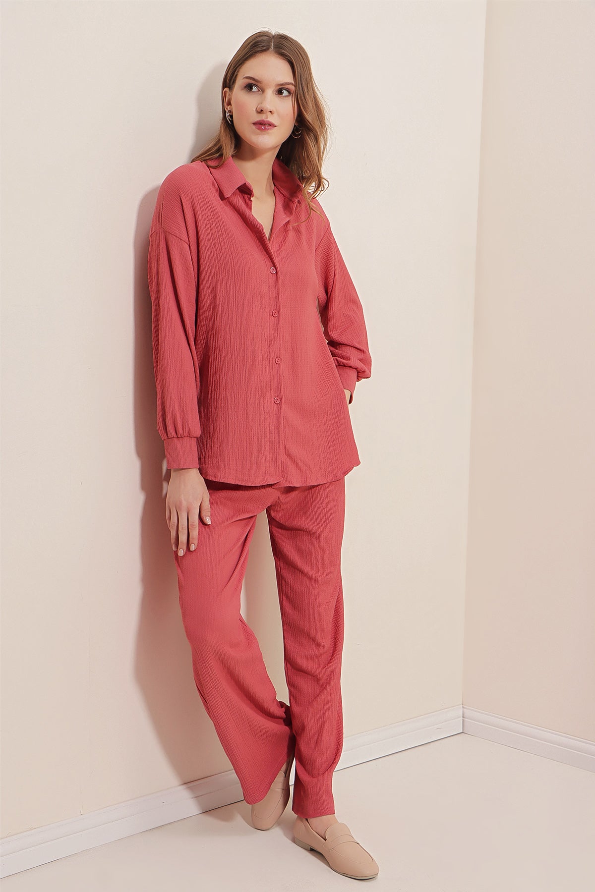 dried rose modest shirt and pants set
