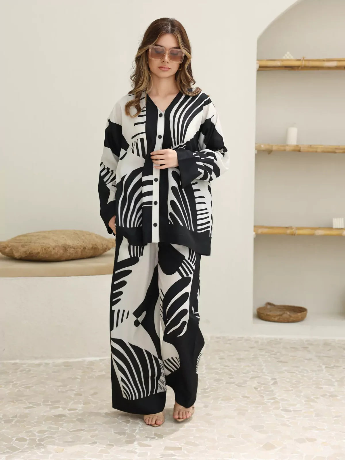 Monochrome Wave Signature Modest Co-Ord Set