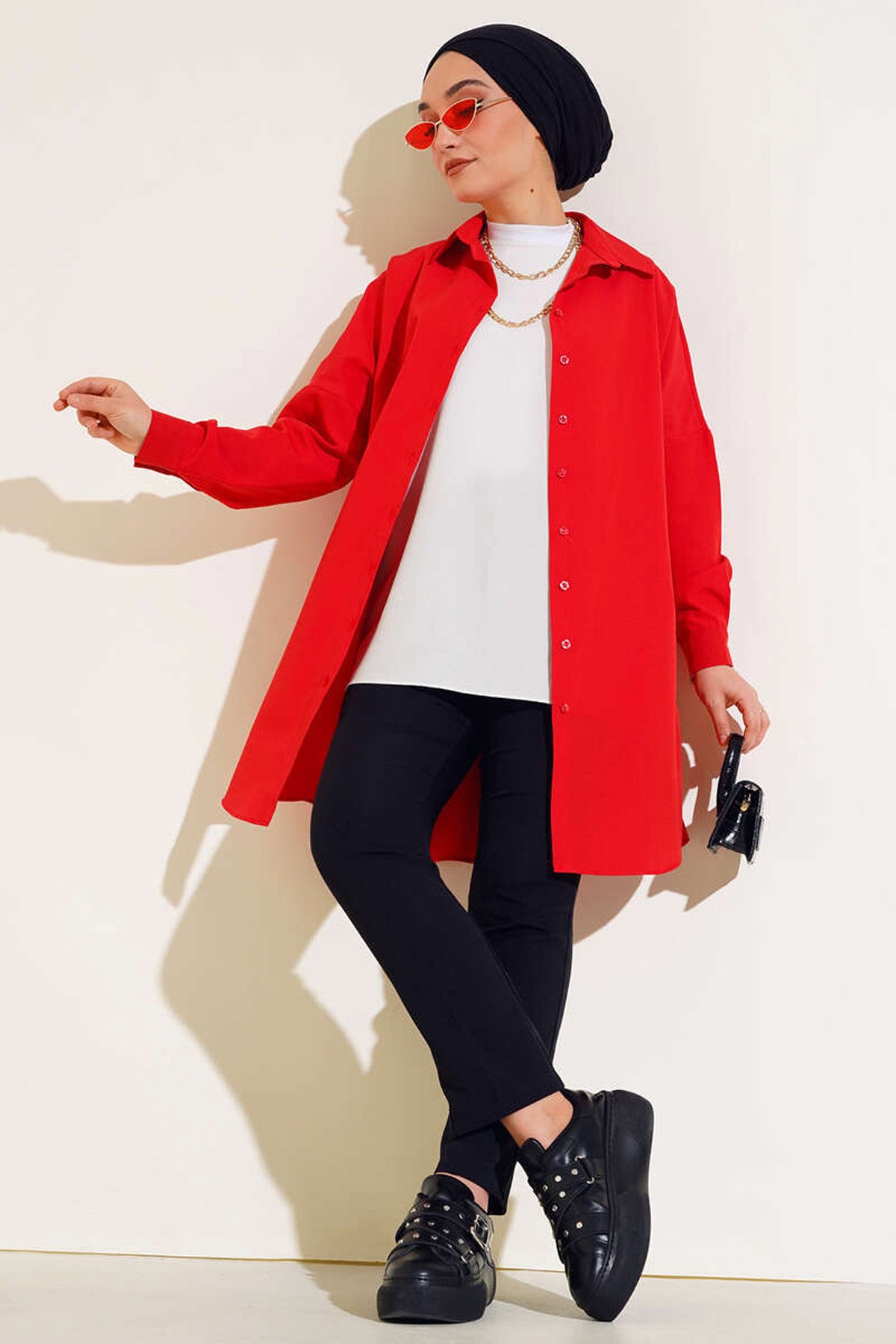 elegant red longline tunic for women india