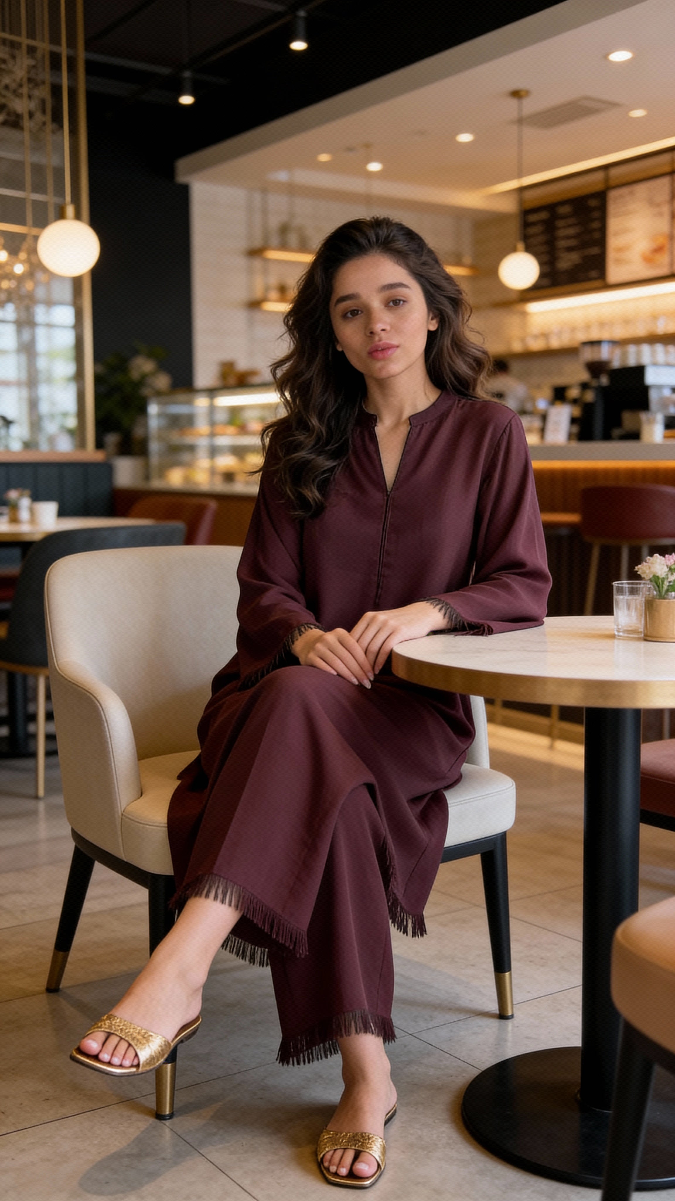elegant wine modest co ord set