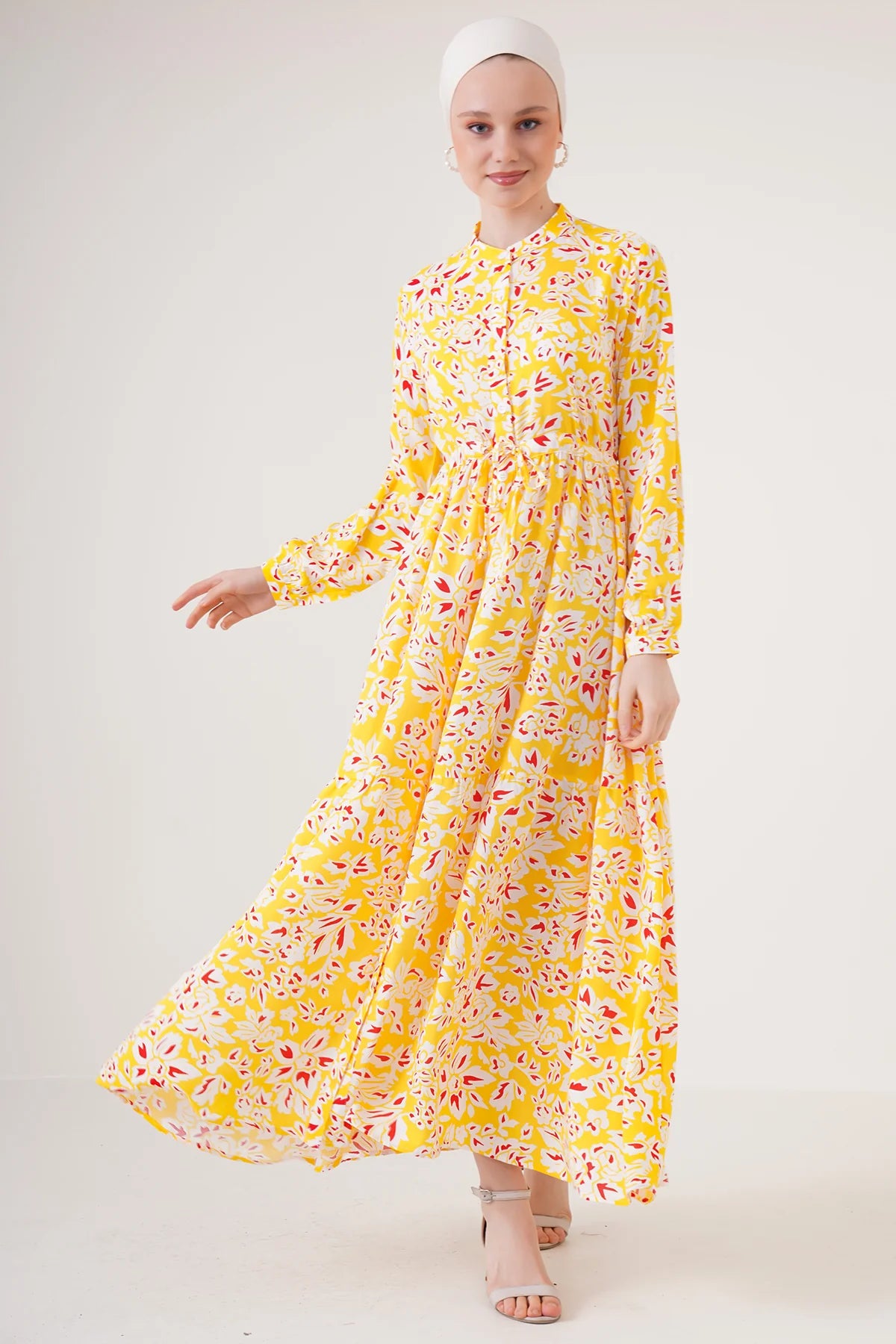 Judge Collar Hijab Dress - Yellow