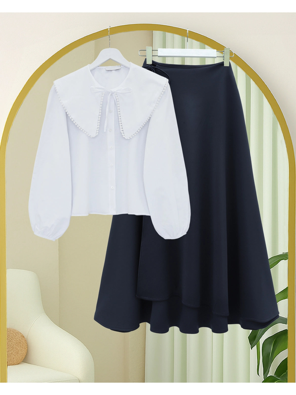 structured navy modest maxi skirt