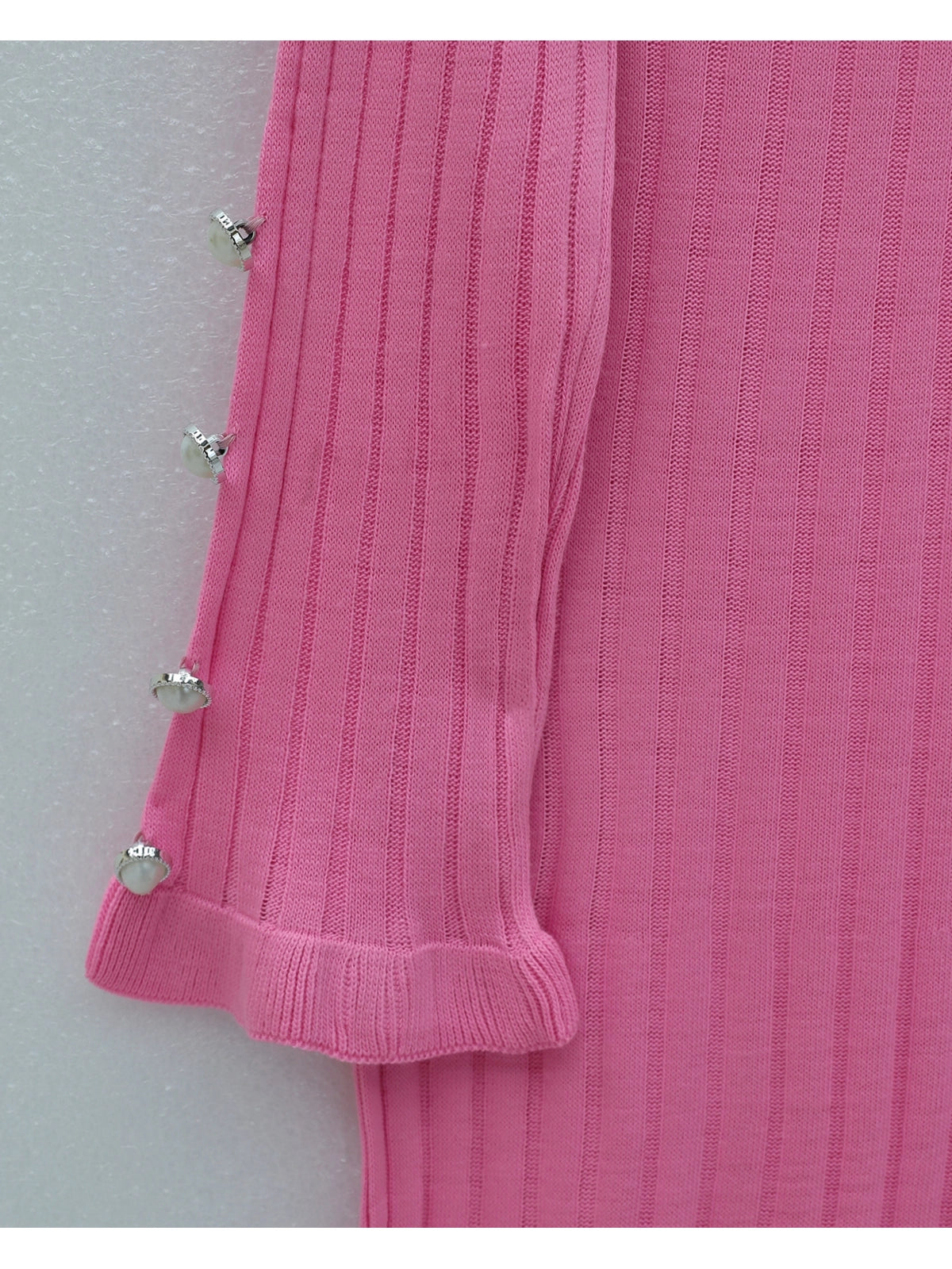 elegant pink modest knit maxi dress