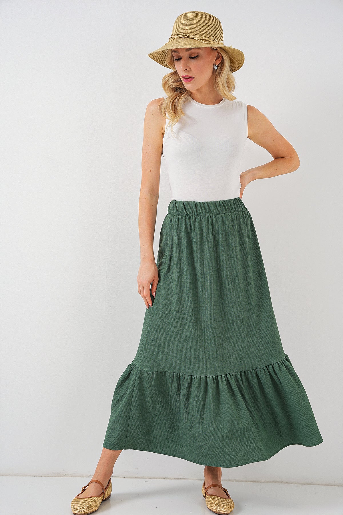 Imported Green Casual Maxi Skirt for Women India online