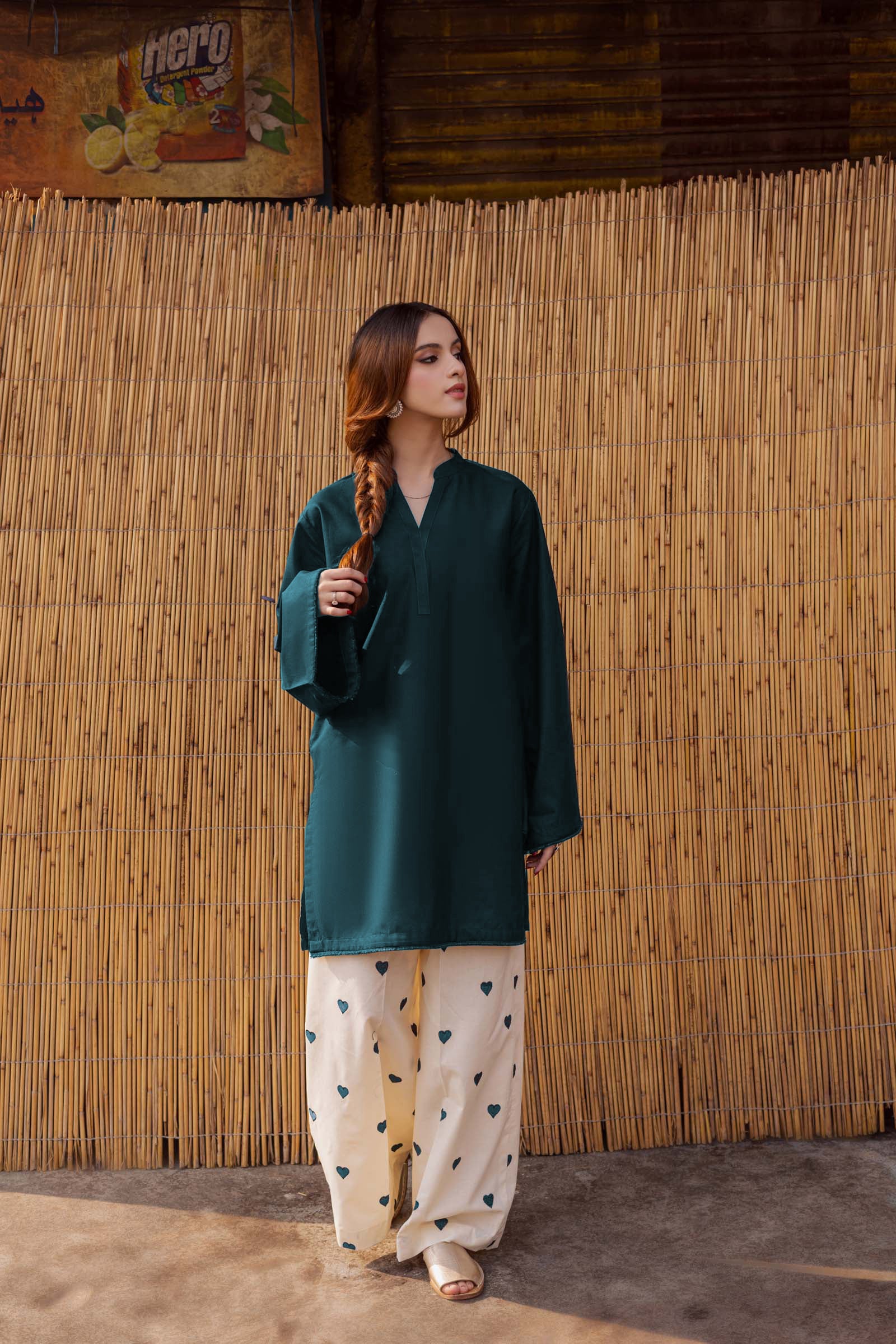 emerald green organic cotton modest coord set