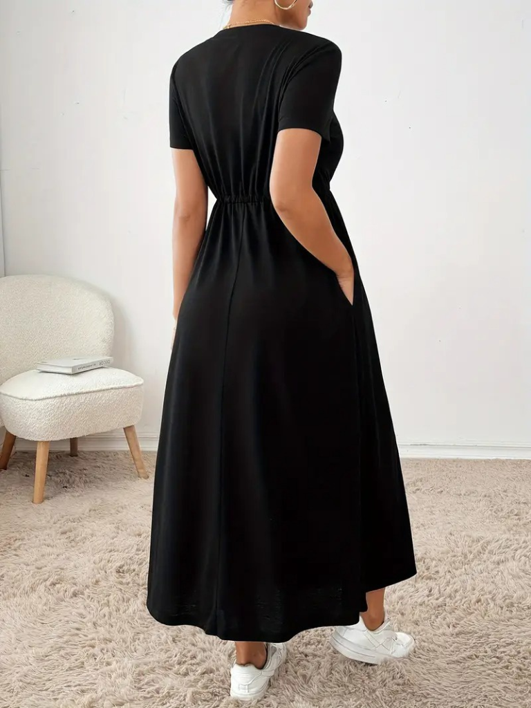 elegant short sleeve modest maxi dress