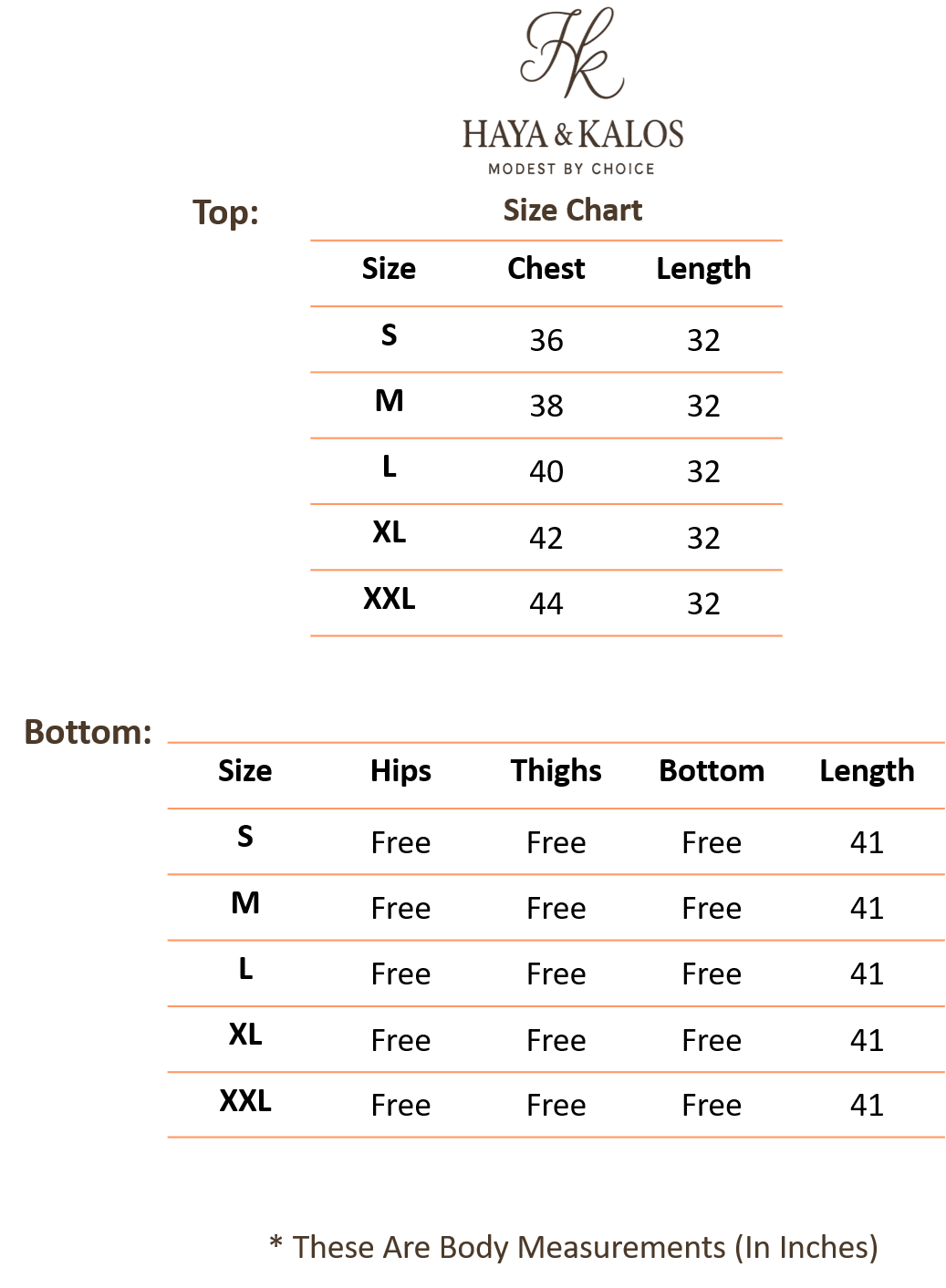 Size chart
