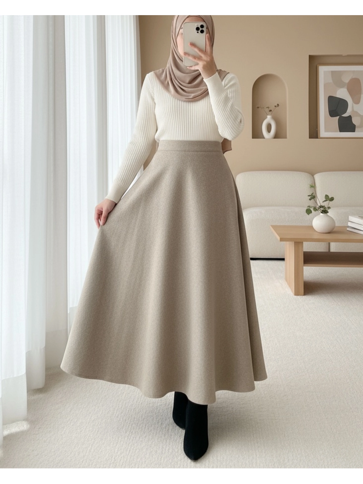 flared cashmere modest winter skirt