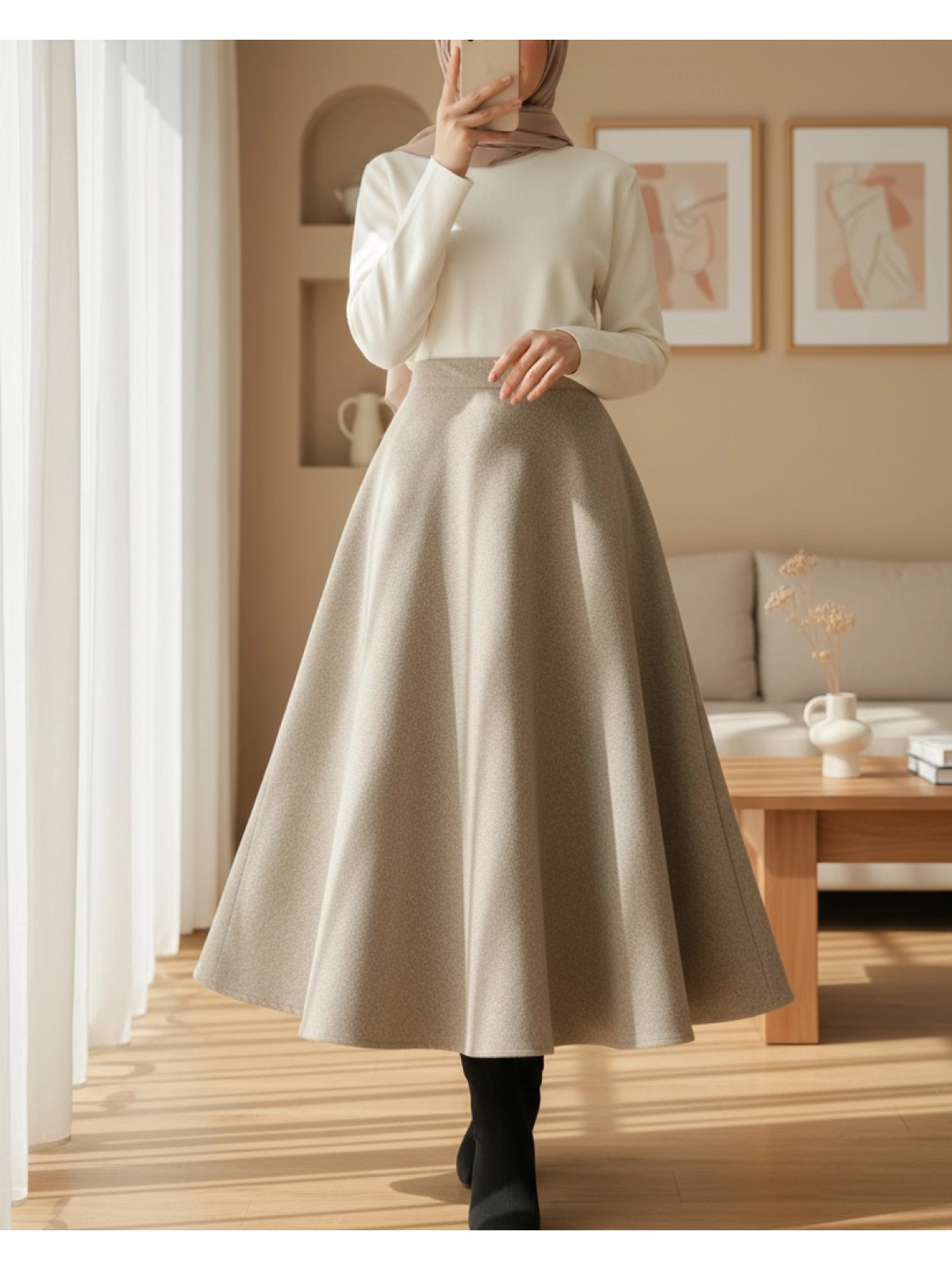 high waist bell skirt modest wear