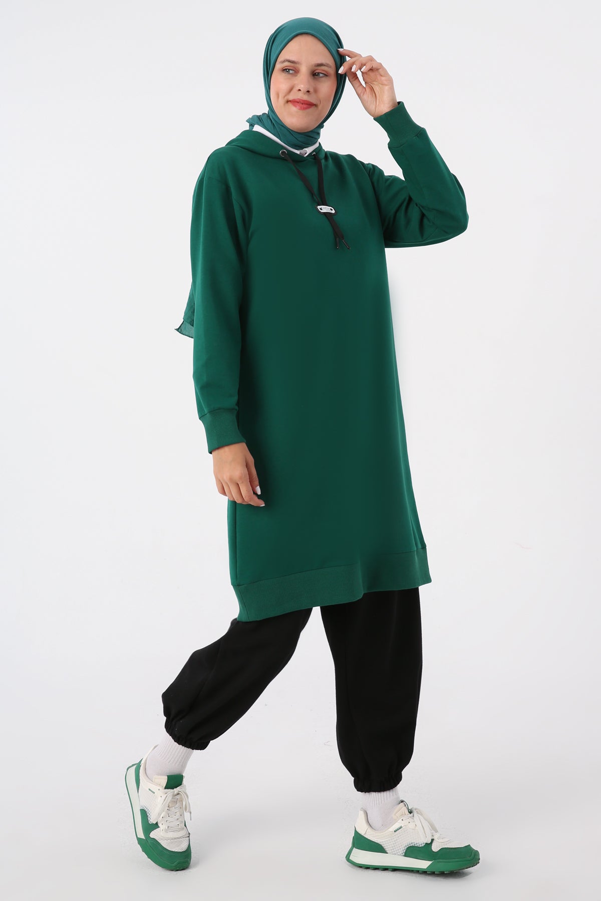 Emerald Sport Modest Oversized Hooded Tunic