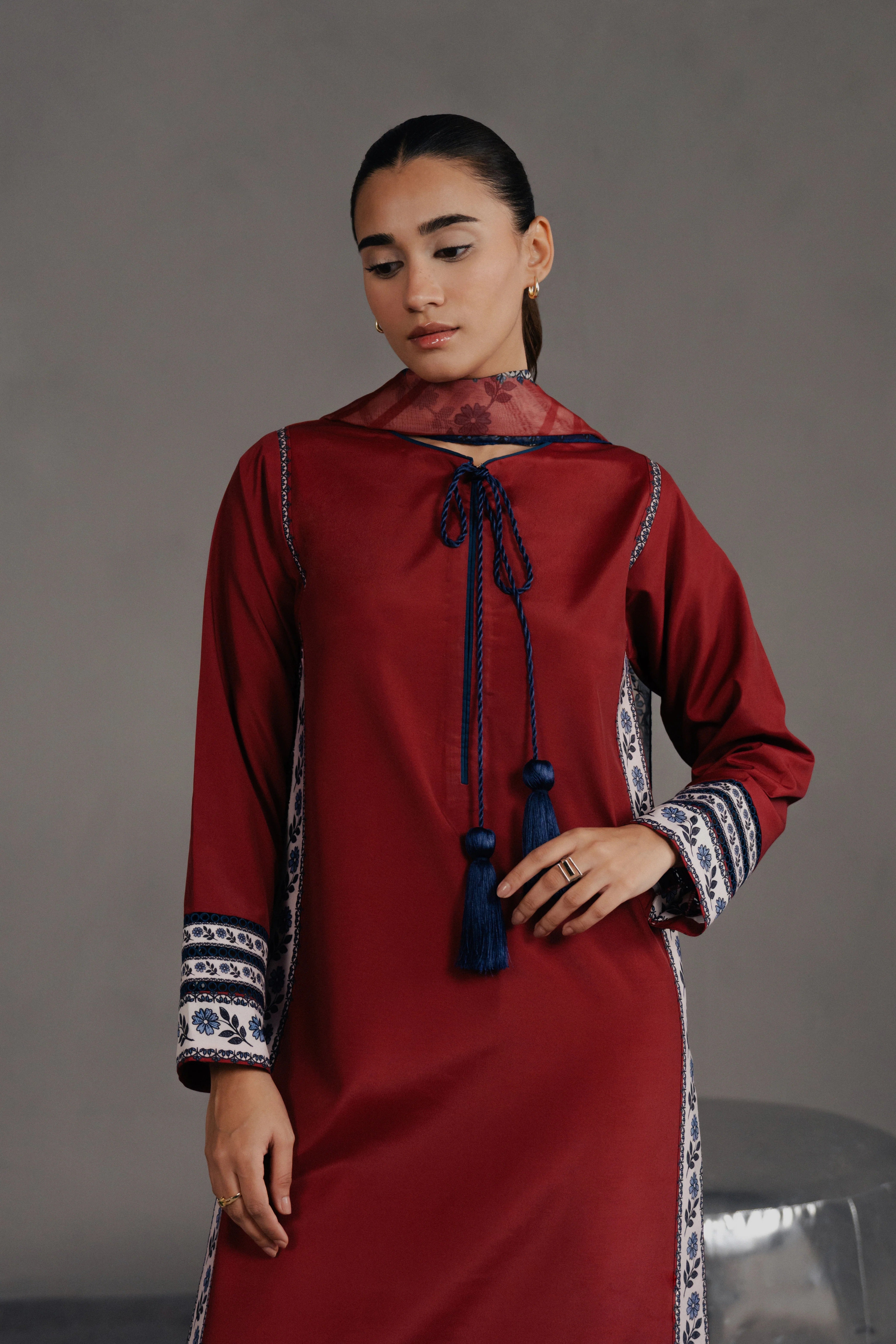 elegant rust kurta set women