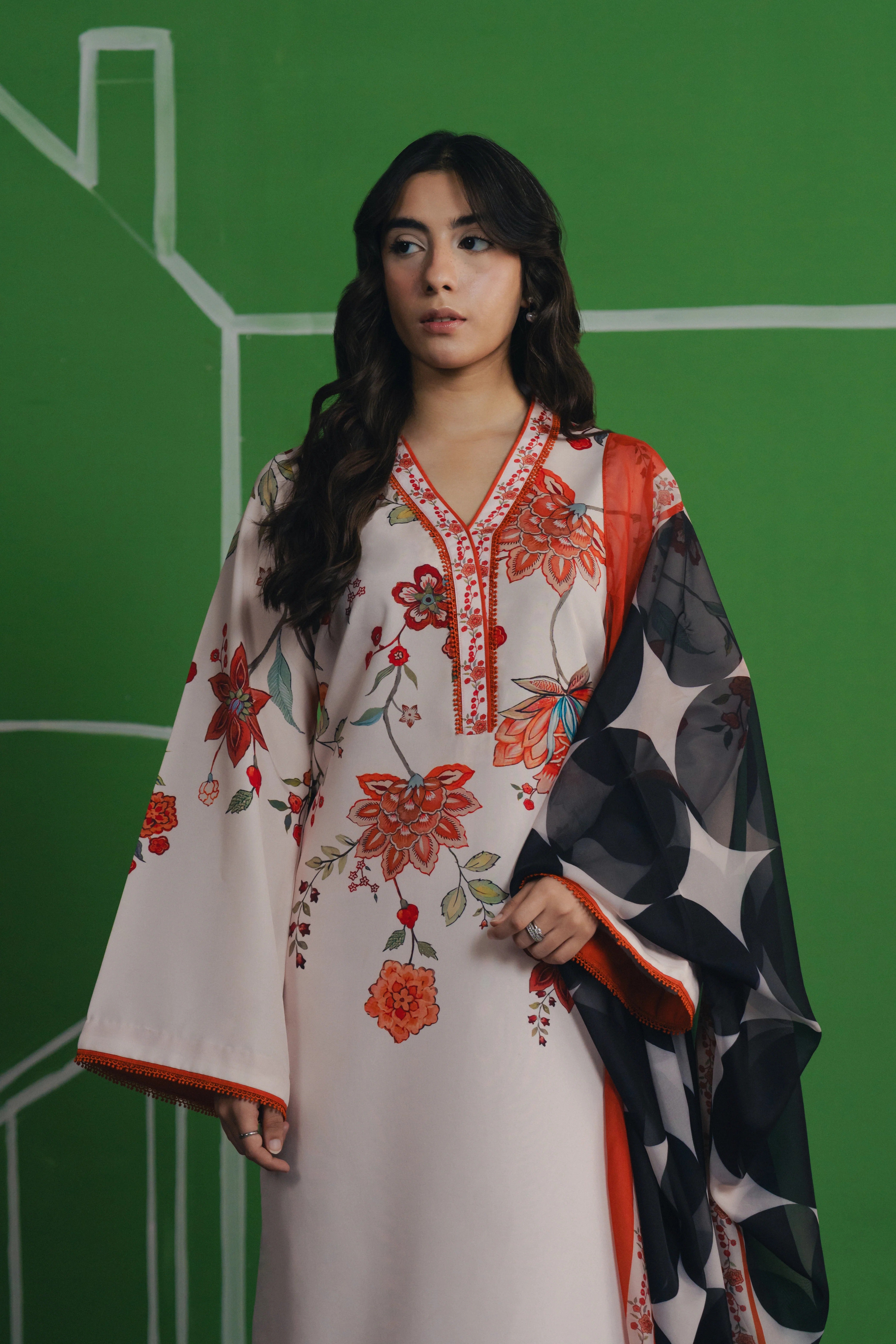 floral modest co ord set with dupatta