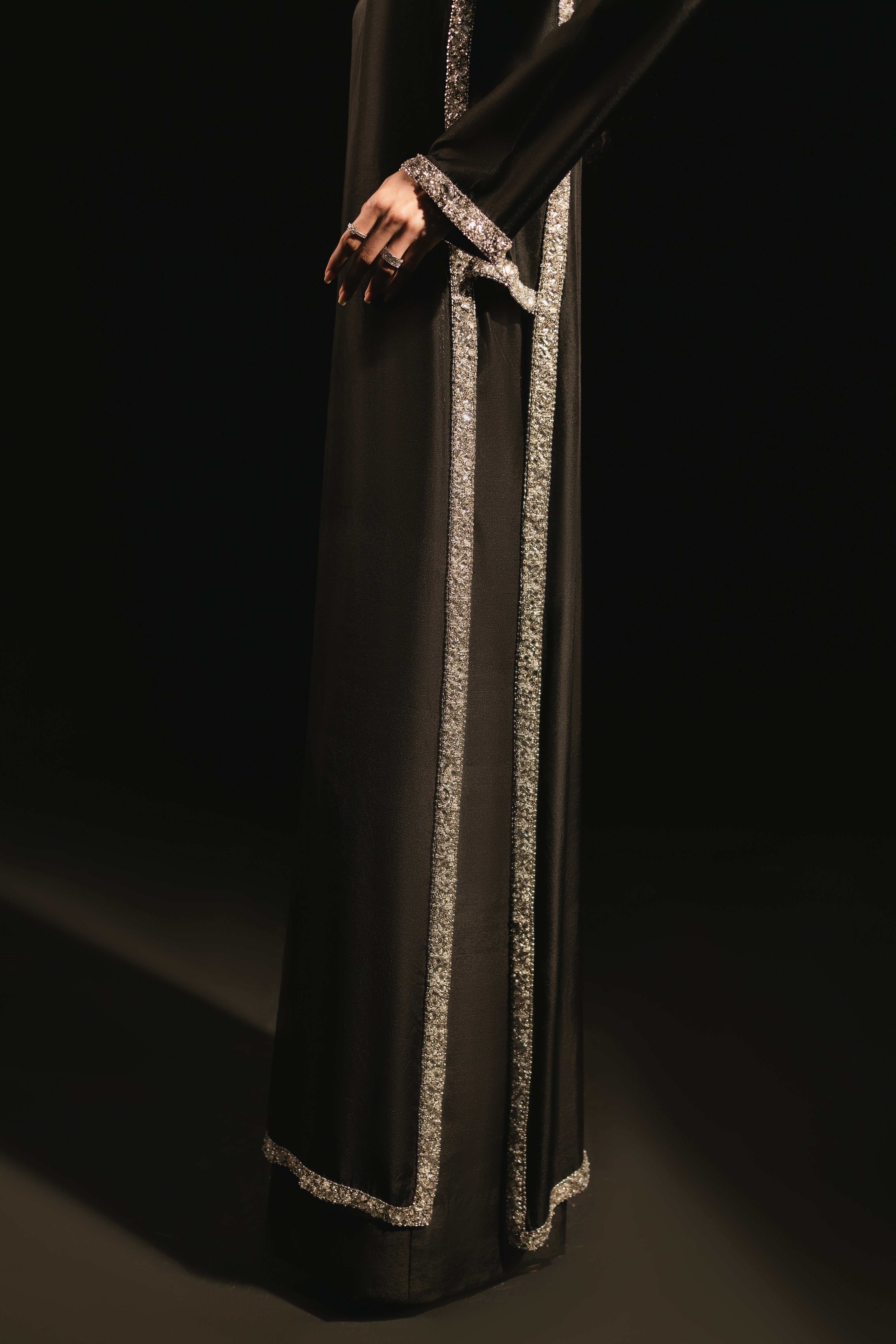 handmade diamond modest outfit black