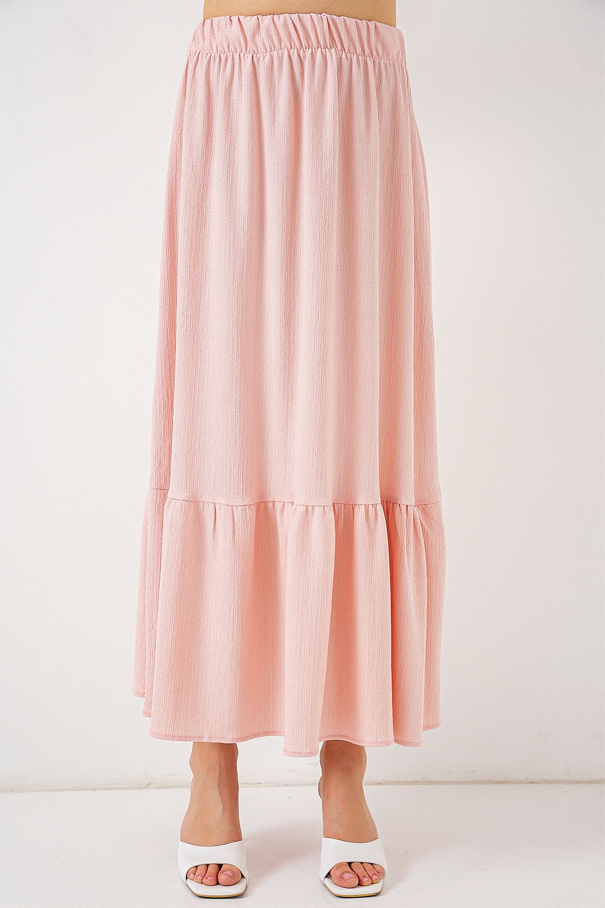 elegant blush pink long skirt modest fashion