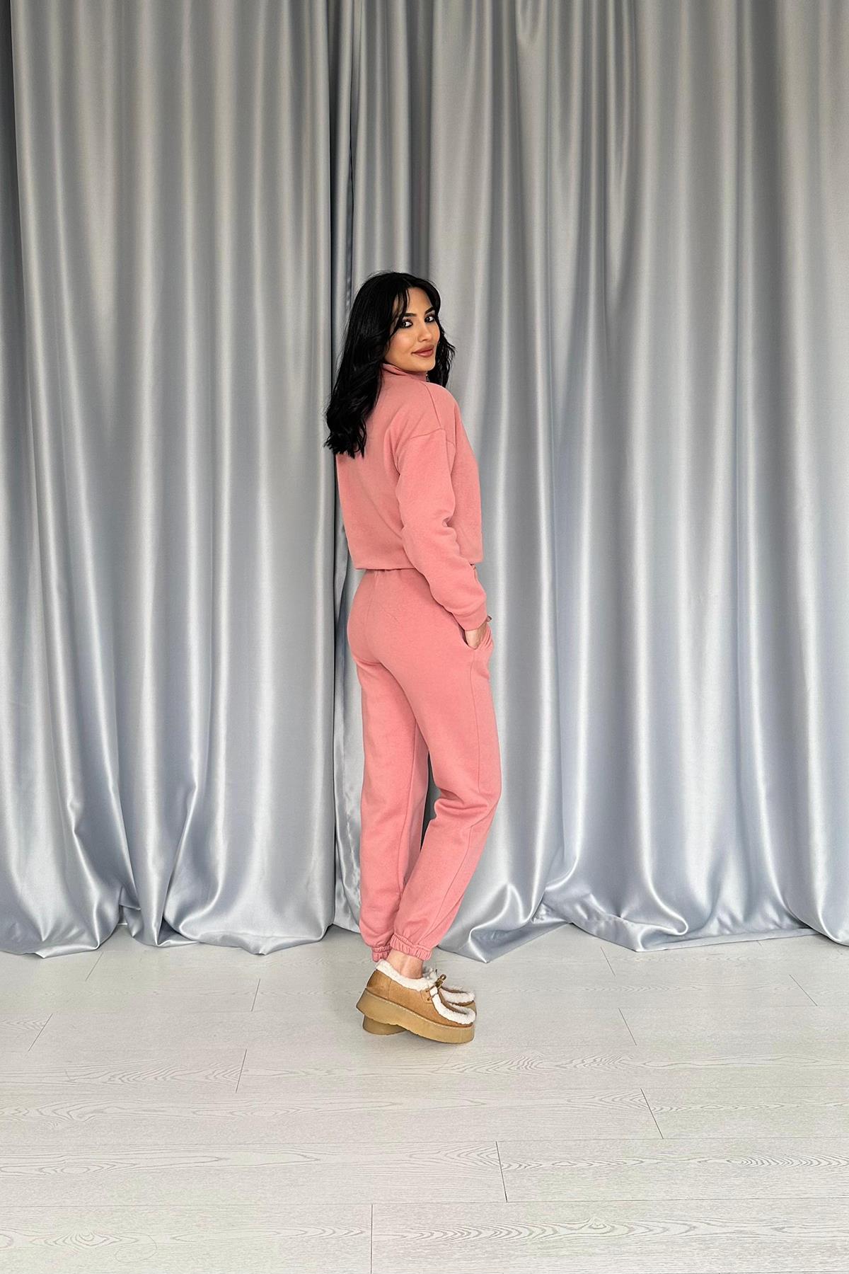 Salmon Blush Modest Three-Thread Tracksuit Set
