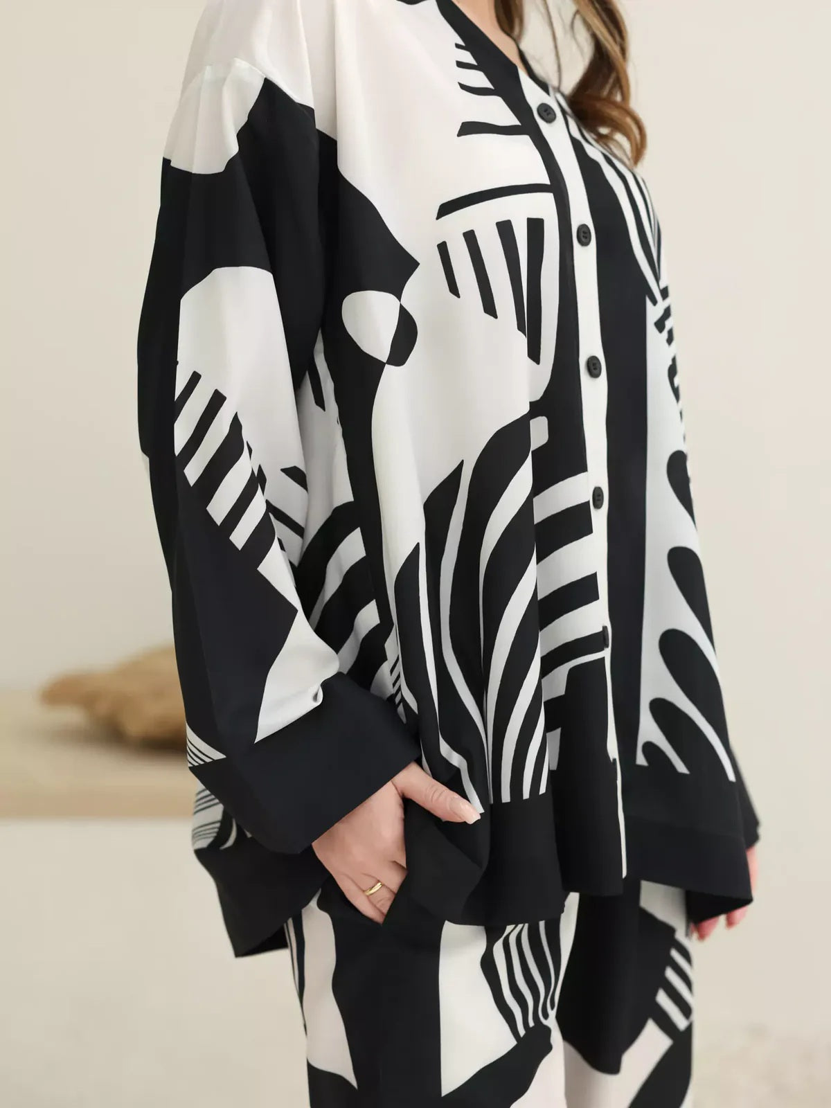 Monochrome Wave Signature Modest Co-Ord Set