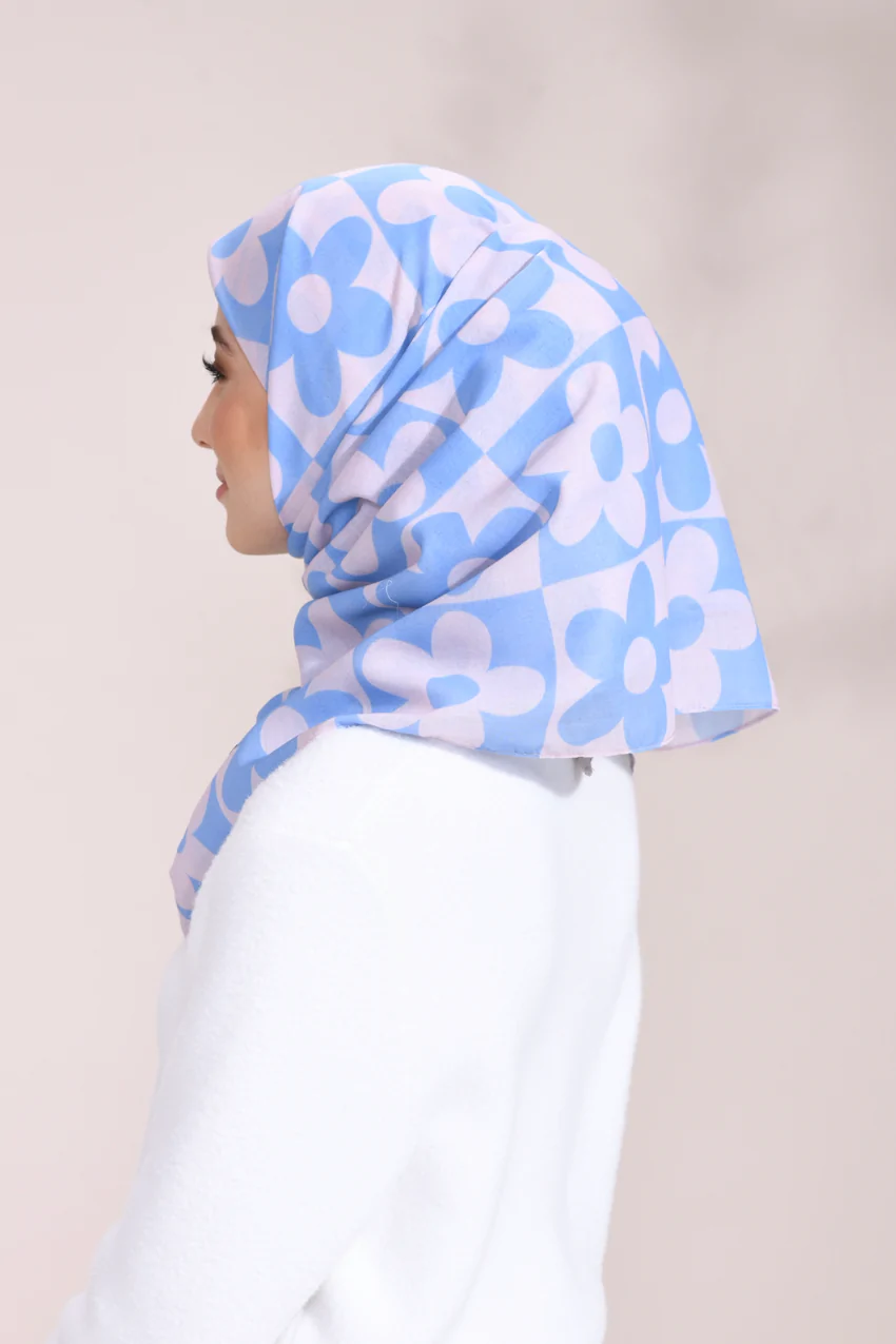 Sky Bloom Cotton Voil Headscarf