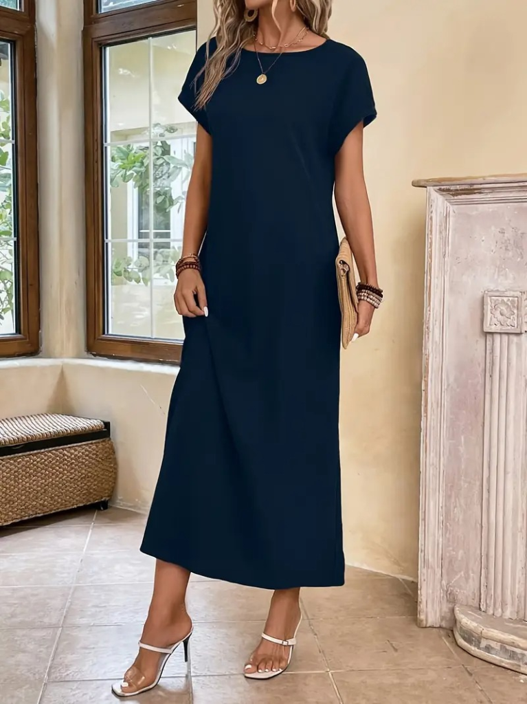 Midnight Ease Modest Tie-Waist Maxi Dress | Haya & Kalos India Midnight Ease Modest Tie-Waist Maxi Dress | Haya & Kalos India