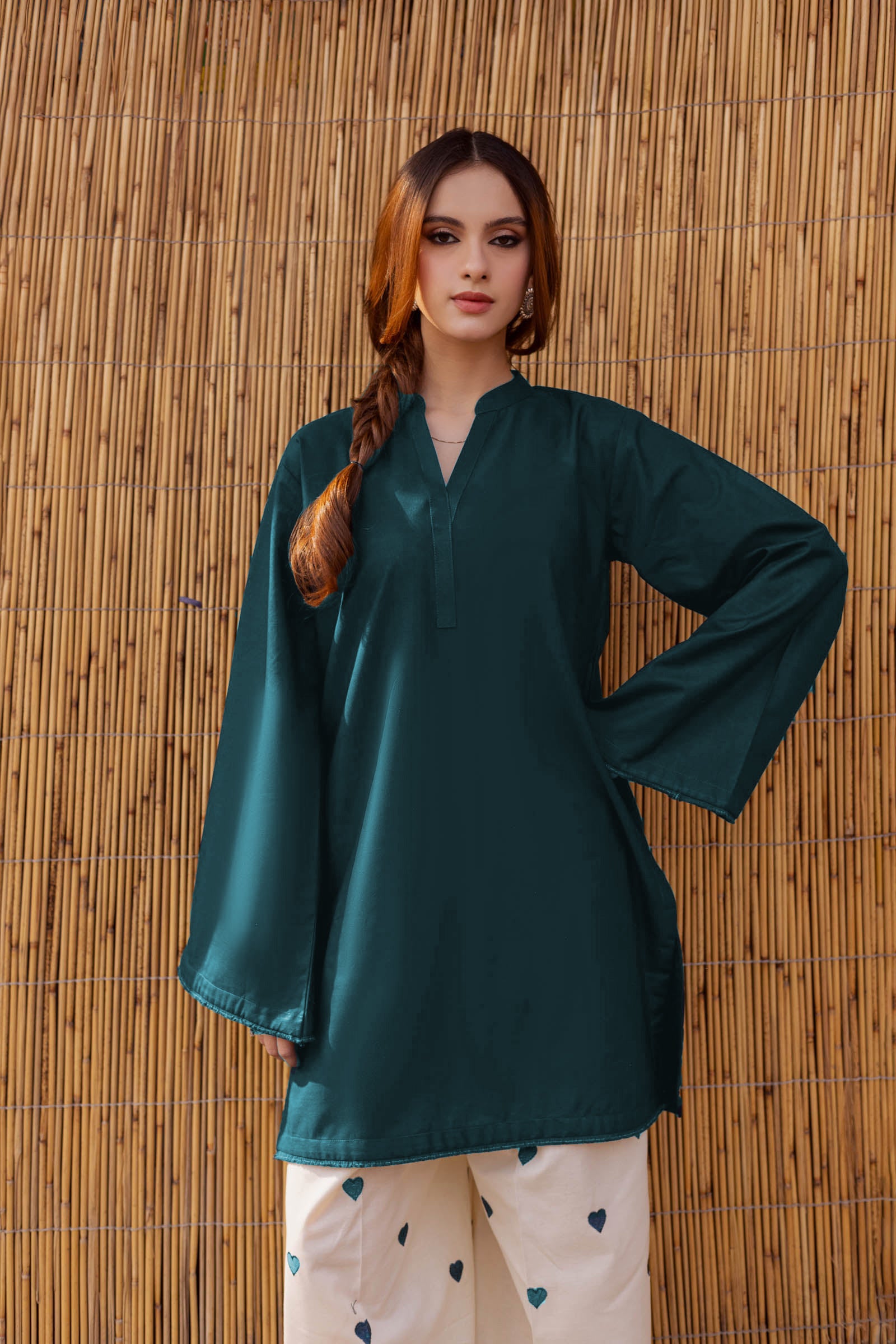 organic cotton modest outfit women green