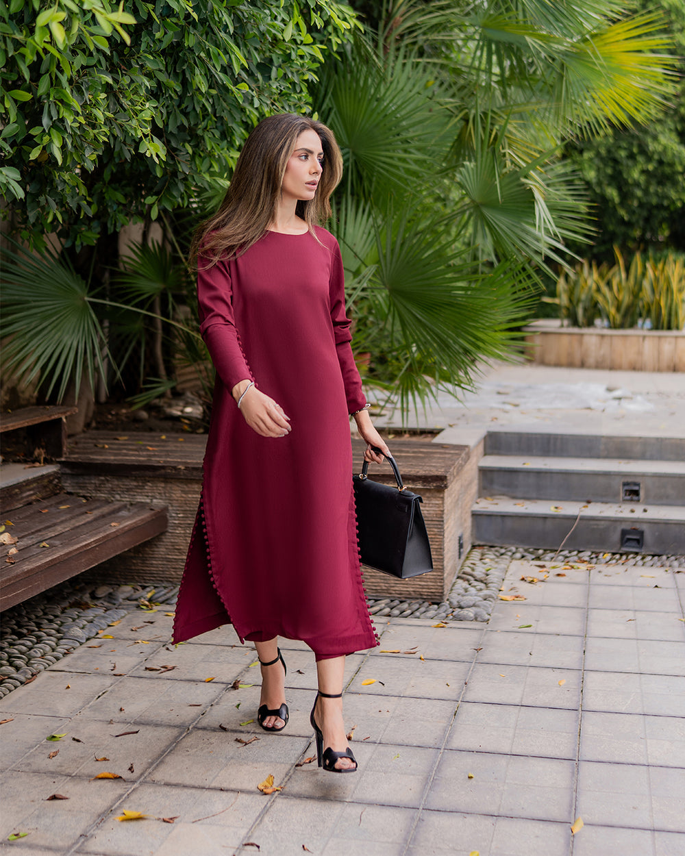 Berry Straight Modest Kurta Dress