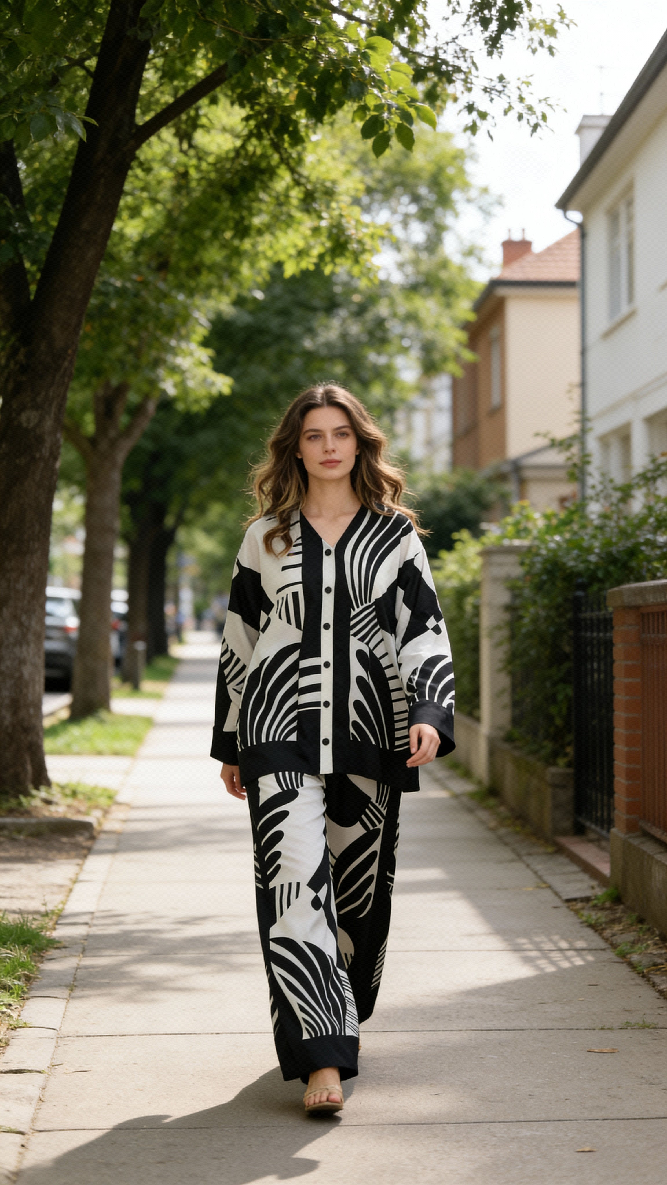 Monochrome Wave Signature Modest Co-Ord Set