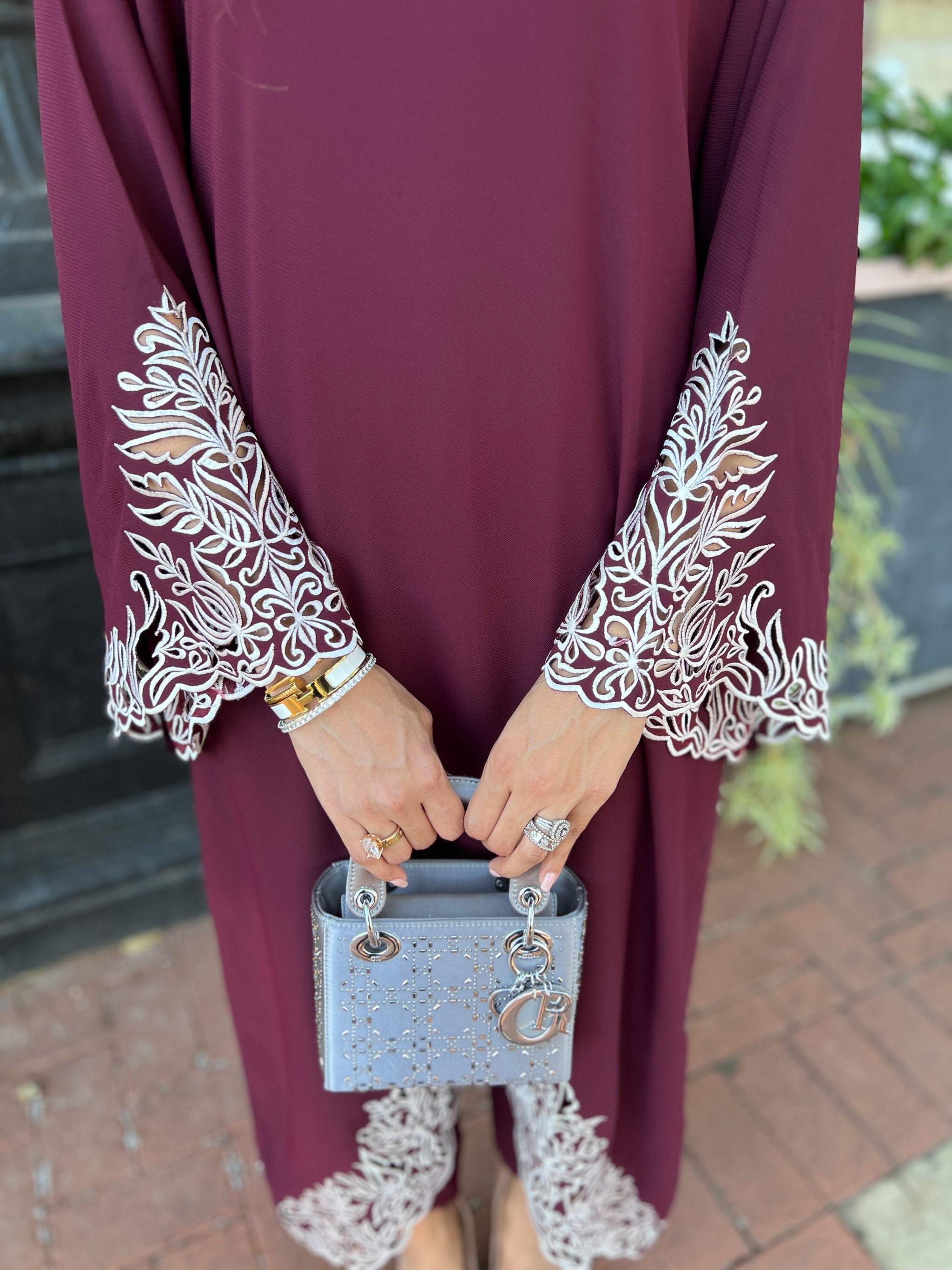 Burgundy Royale Grace Embroidered Signature Modest Co-Ord Set