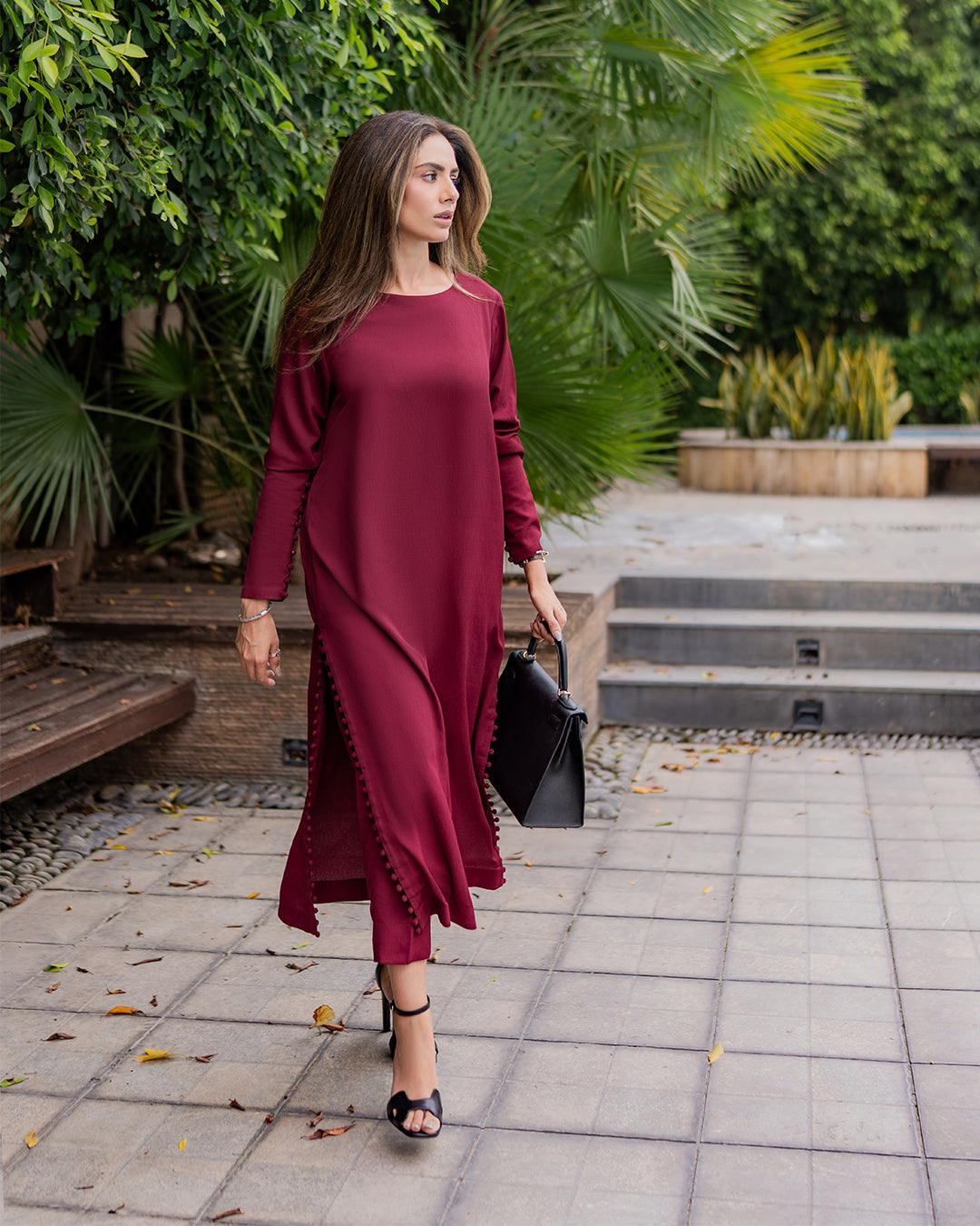 Berry Straight Modest Kurta Dress