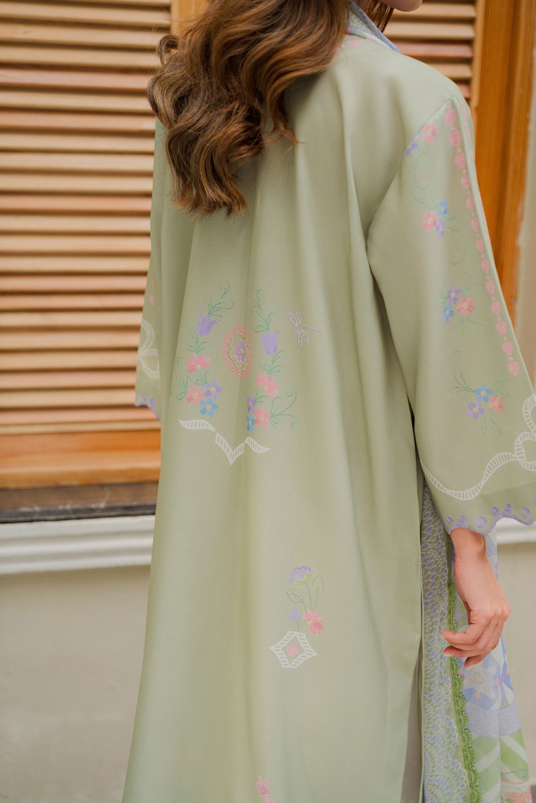 Serene Embroidered Luxe Modest Co-Ord Set With Scarf | Luxurious Embroidery With Applique Work