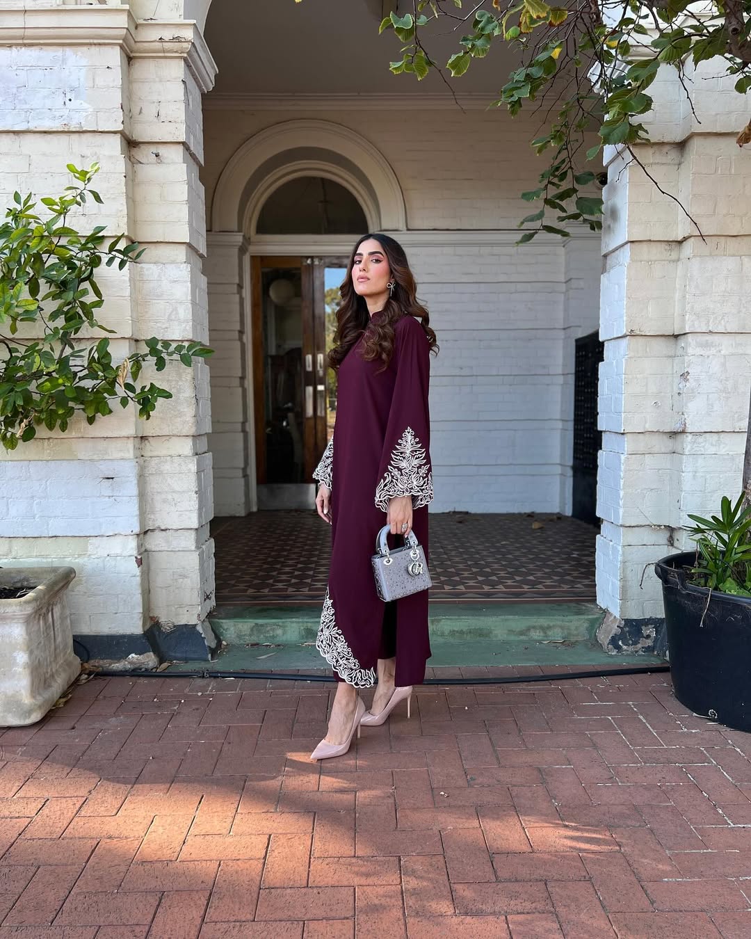 Burgundy Royale Grace Embroidered Signature Modest Co-Ord Set