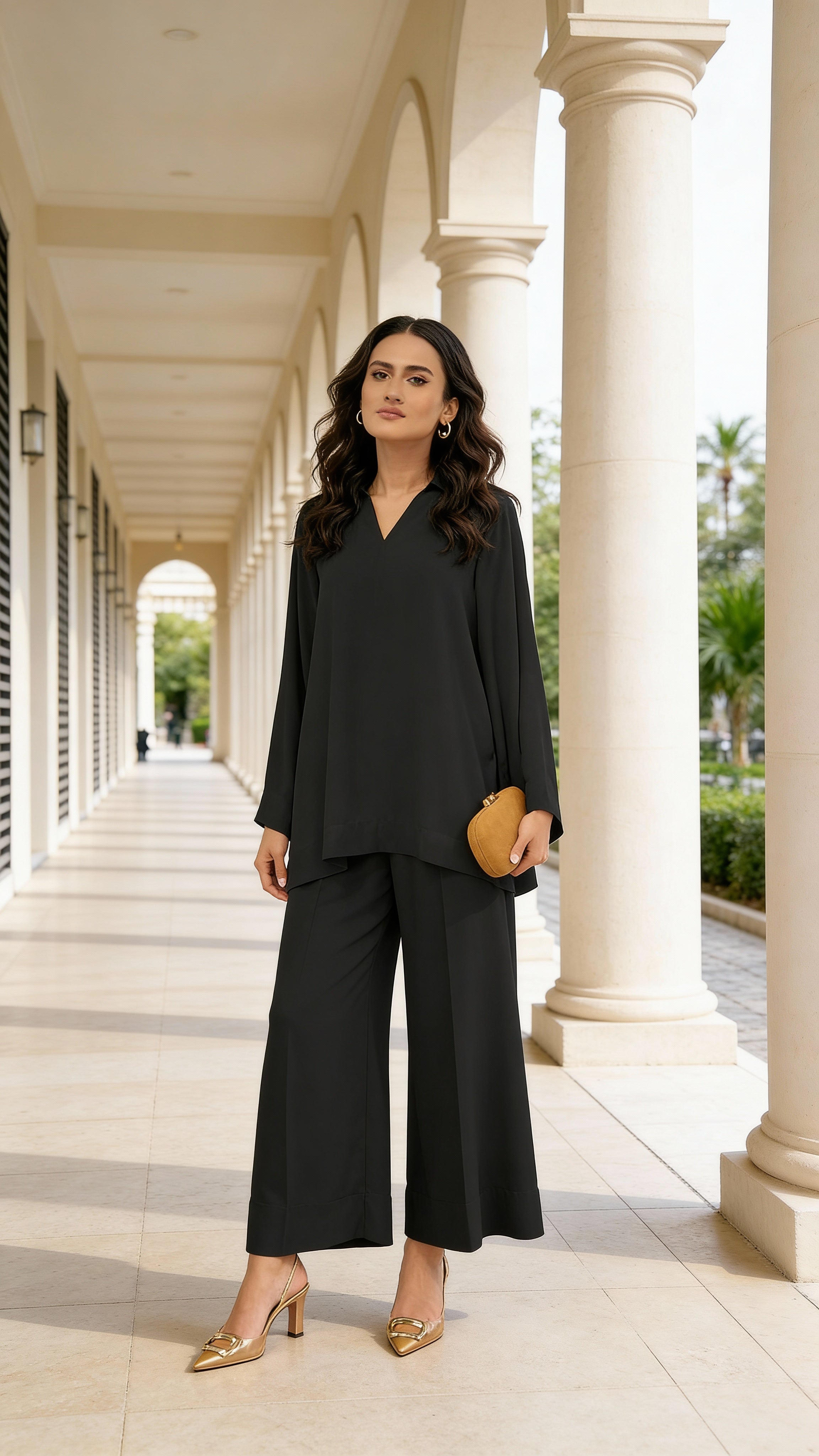 black premium co ord wide leg pants
