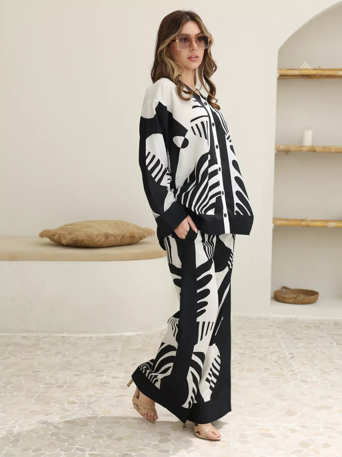 Monochrome Wave Signature Modest Co-Ord Set